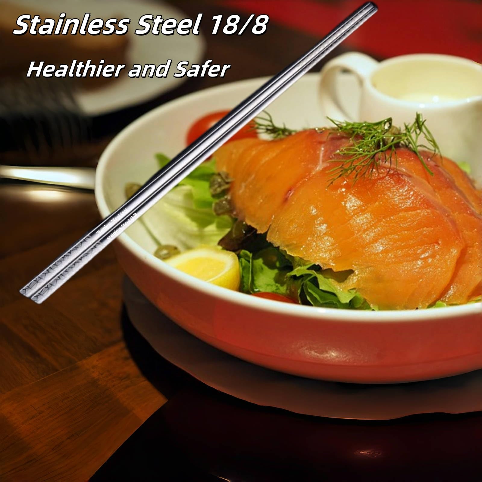 5 Pair Metal Chopsticks Reusable 18/8 Stainless Steel Chopsticks Set — Amazon image 8