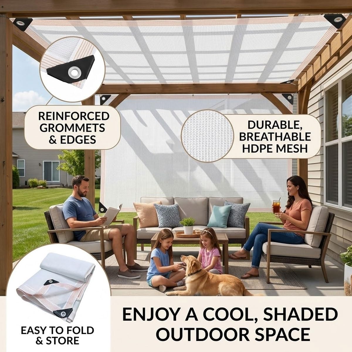 Genérico Malla Sombreo, Red de Sombreado Resistente Al UV 1.5m 2 2.5m 3 3.5m 4m 5m 6.5m 8m 10m Malla de Sombreo Exterior con Ojales, Pergola Jardín Invernadero,Toldos Exterior Terraza(3.5x2.5m)
