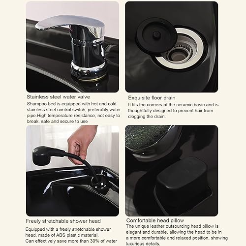 Miniatura 7 de Silla de lavado de espalda para champú, silla de lavabo de cerámica para champú, para equipo de salón de belleza (B)