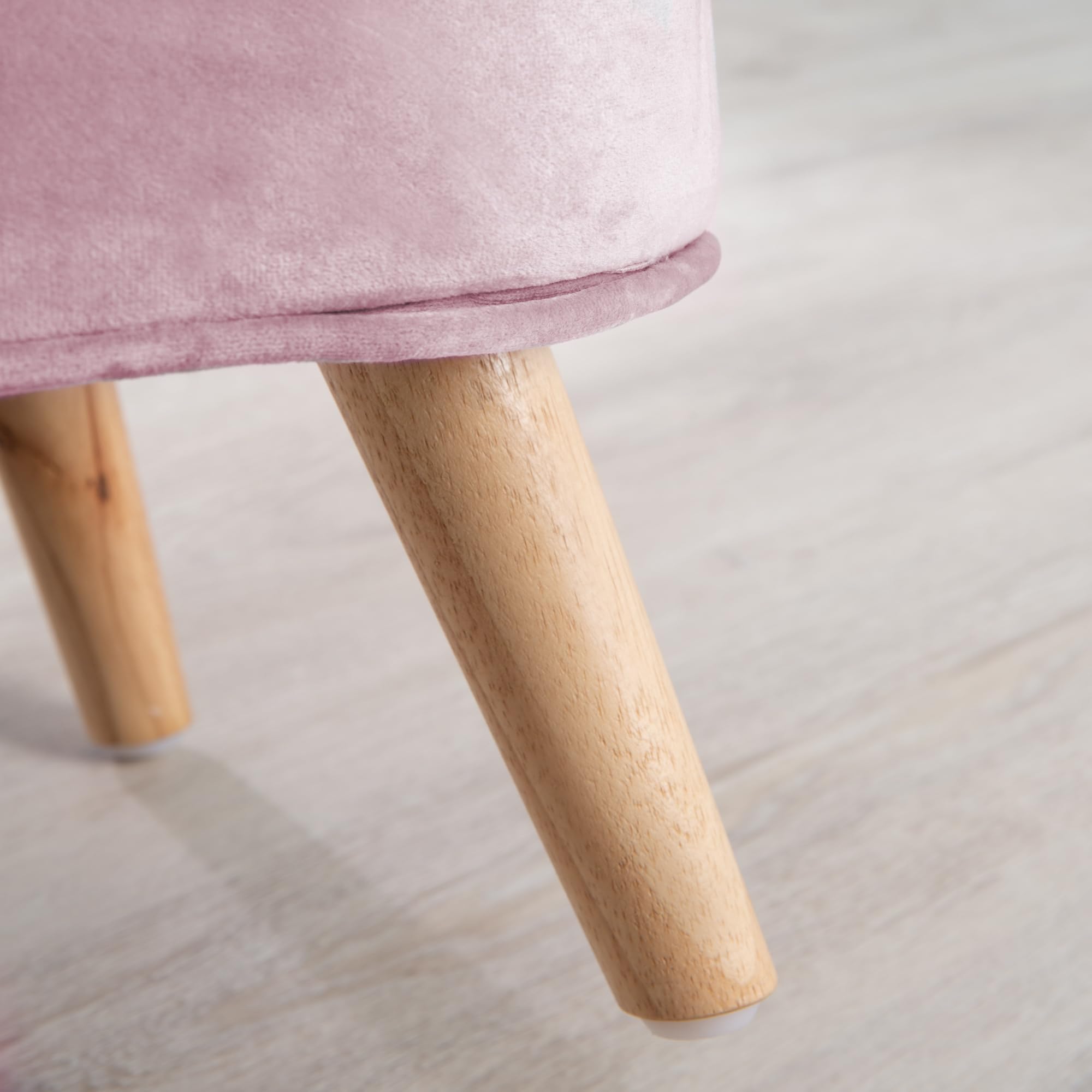 roba Kanapa dziecięca Lil Sofa dla dziewczynek i chłopców - Wygodna kanapa dla dzieci - Stabilne drewniane nóżki - Materiał z weluru w kolorze różowym