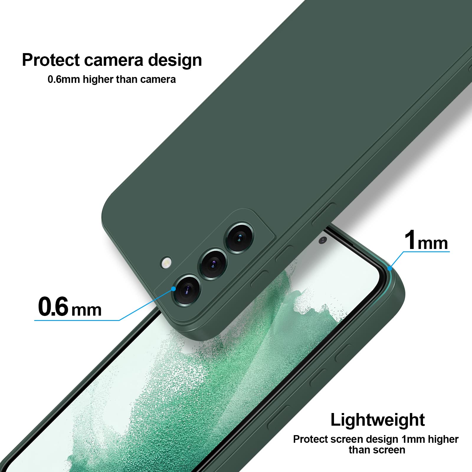 EAZY CASE Coque De Protection En Silicone Pour Galaxy S22 5G, En Silicone Bleu, Souple, Résistante Aux Chocs, Avec Protection De L'appareil Photo, Fine, Protection En TPU, Antichoc, Bleu Glacé Mat