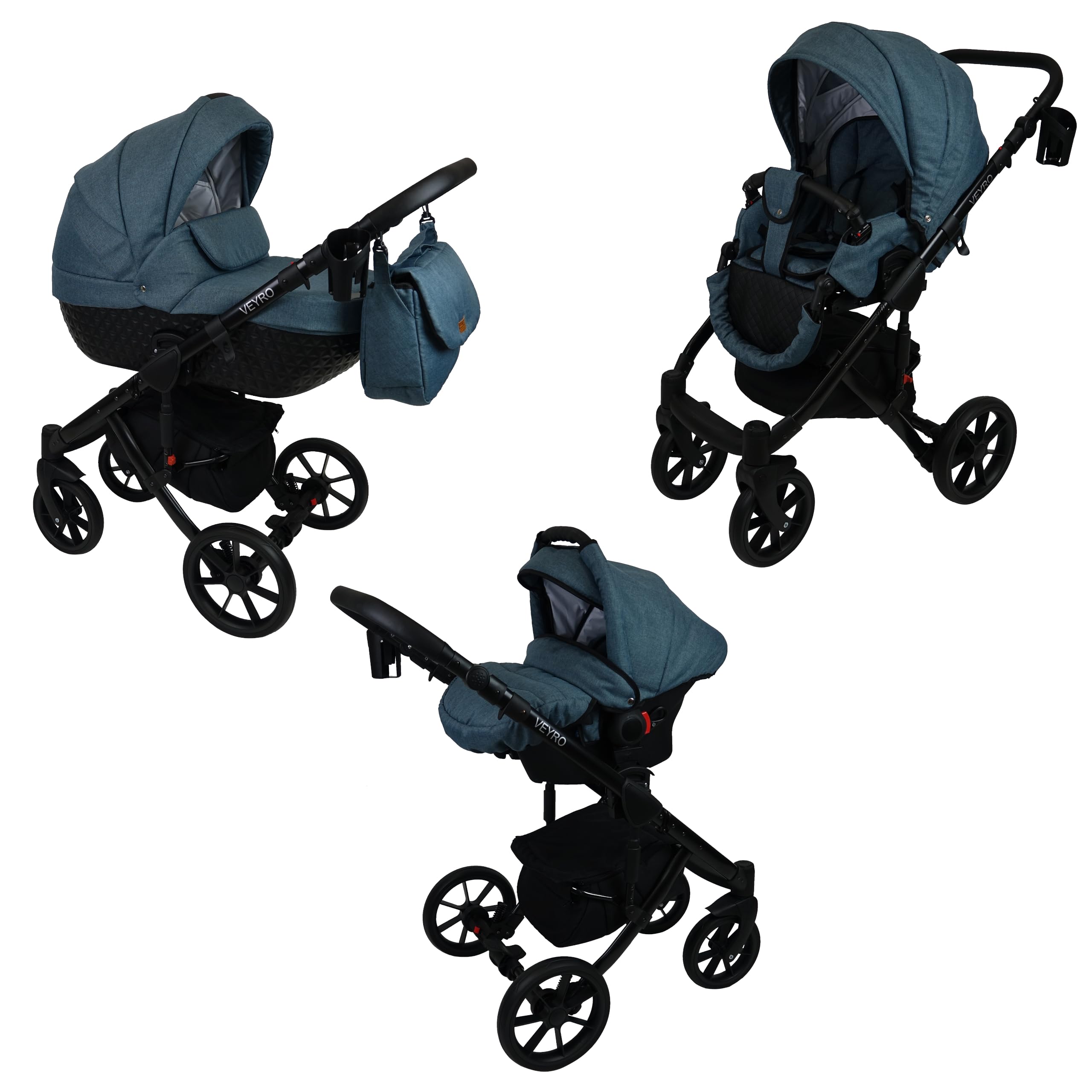 Passeggino BBtwin Veyro 3in1, carrello completo 3 pezzi trio. Blu