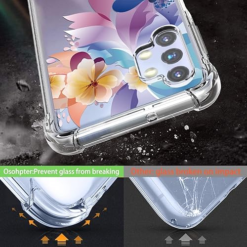Miniatura 3 de Osophter Funda para Galaxy A32 5G para niñas y mujeres, diseño floral floral con protector de pantalla, absorción de golpes, funda de goma TPU