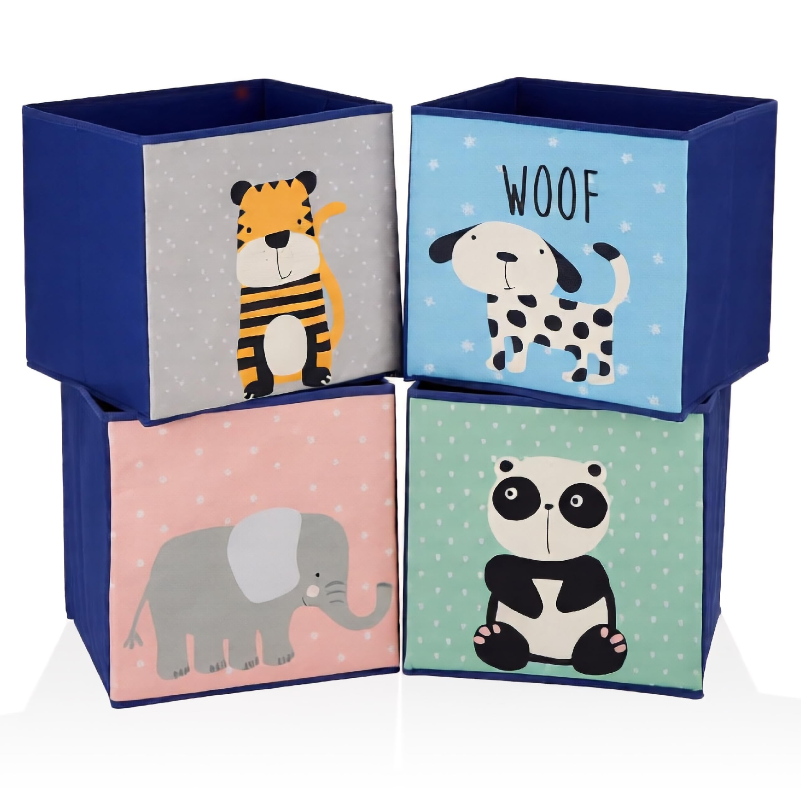 4 Stück Tierdesign Aufbewahrungsboxen Faltbare Spielzeugtruhe Kinderzimmer Organizer Körbe Aufbewahrungswürfel Behälter