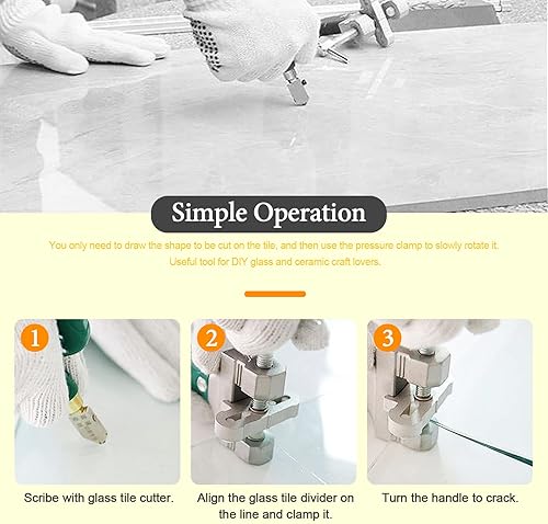 Miniatura 6 de Kit de herramientas de corte de azulejos de vidrio de 11 piezas con abridor de azulejos de aleación dura 2 en 1, cuchillas, almohadillas, juego de