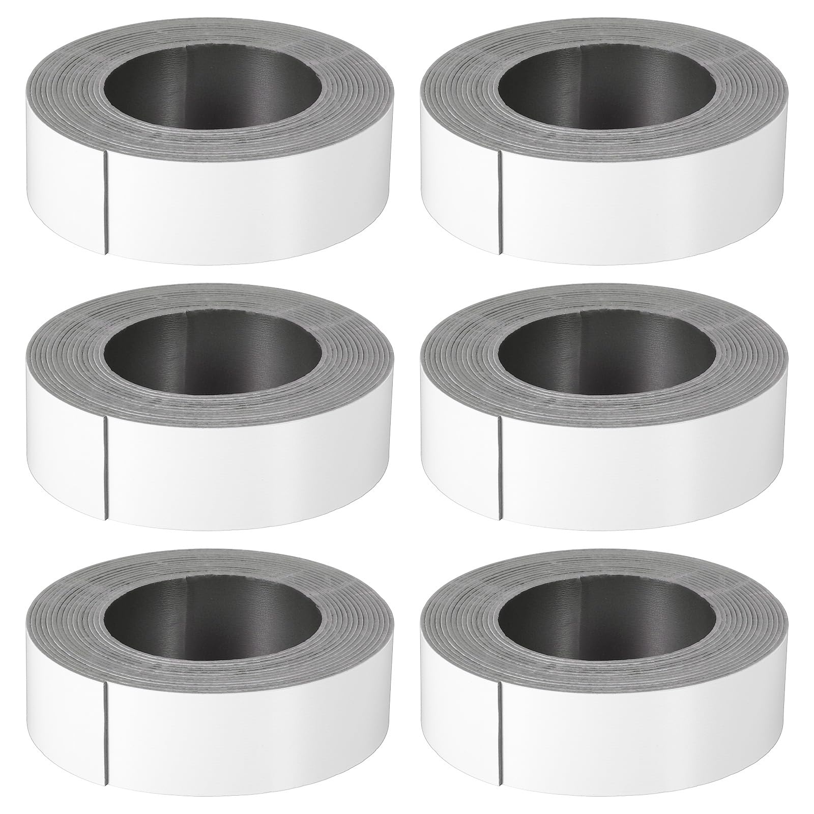 PATIKIL 59ft x 1 inch Dry Erase Magnetic Label Strip, 6Pcs Blank Magnet Sticky Labels Magnetic Tag Roll Tape for Whiteboard Refrigerator Classroom, White — image 1