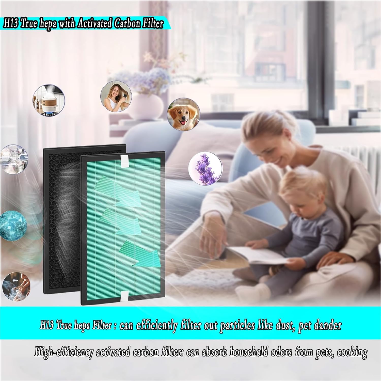 KXY550 Replacement Filter for Intehome and Airplus air purifiers | Featuring multi-filtration system, H13 with activated carbon Filter 1 Pack for home bedrooms, workplaces and offices - Image 4