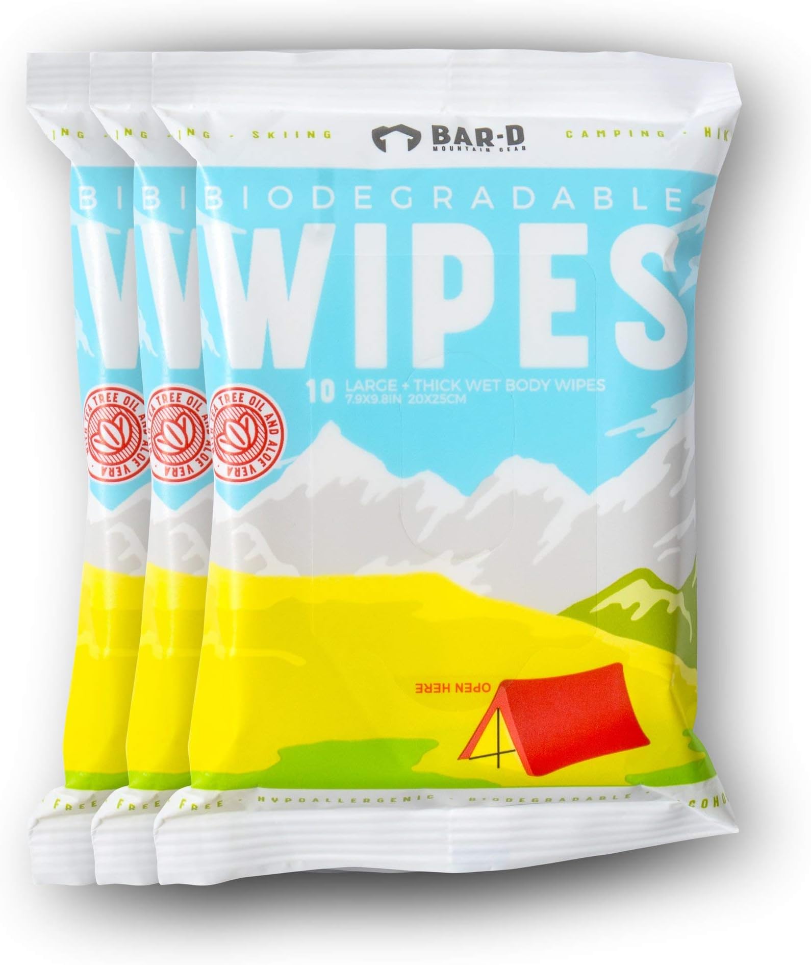 BarD Biodegradable Body Wipes with Tea Tree Oil & Aloe