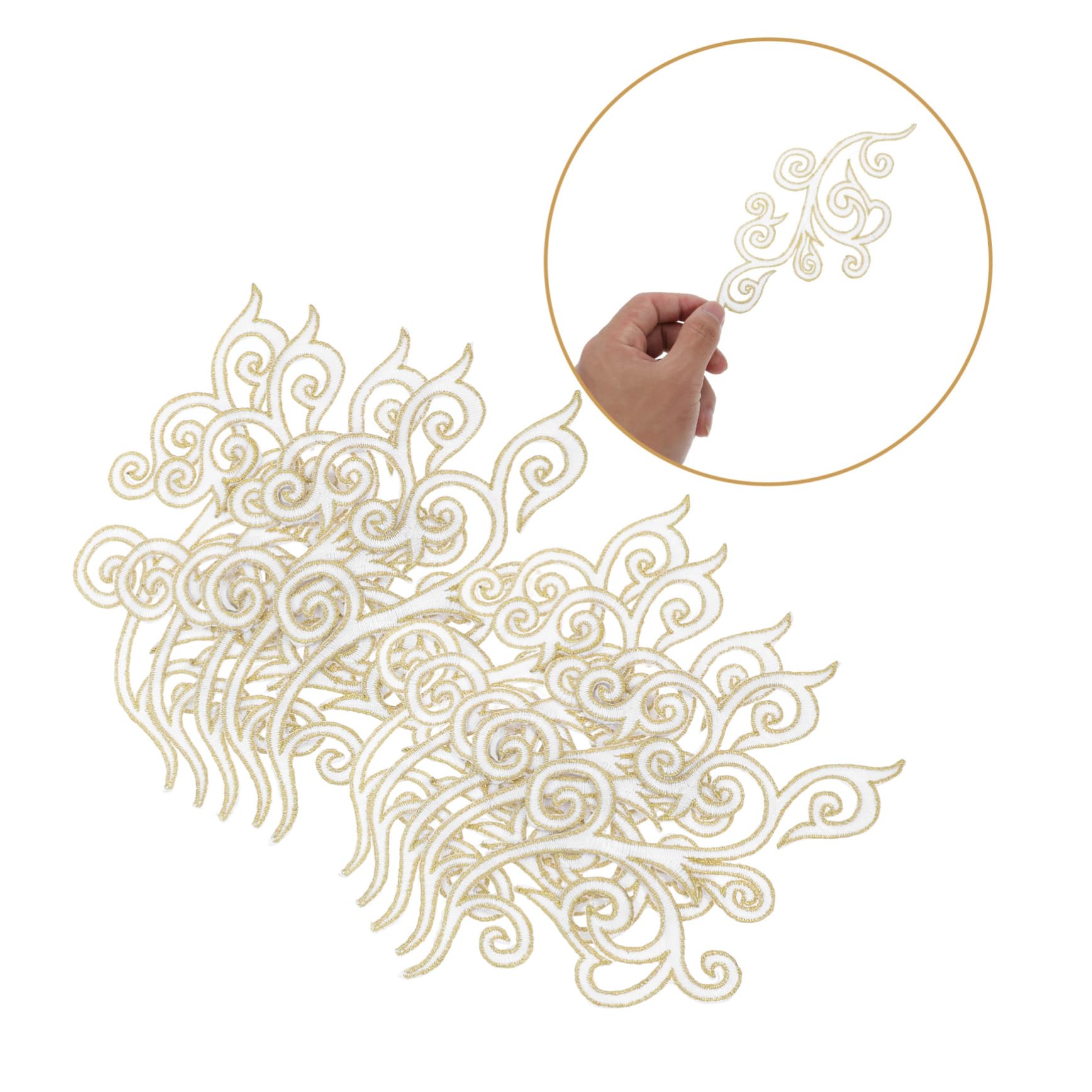 Kleiderapplikationen, Gestickte Blumen-Stoffaufnäher(White)