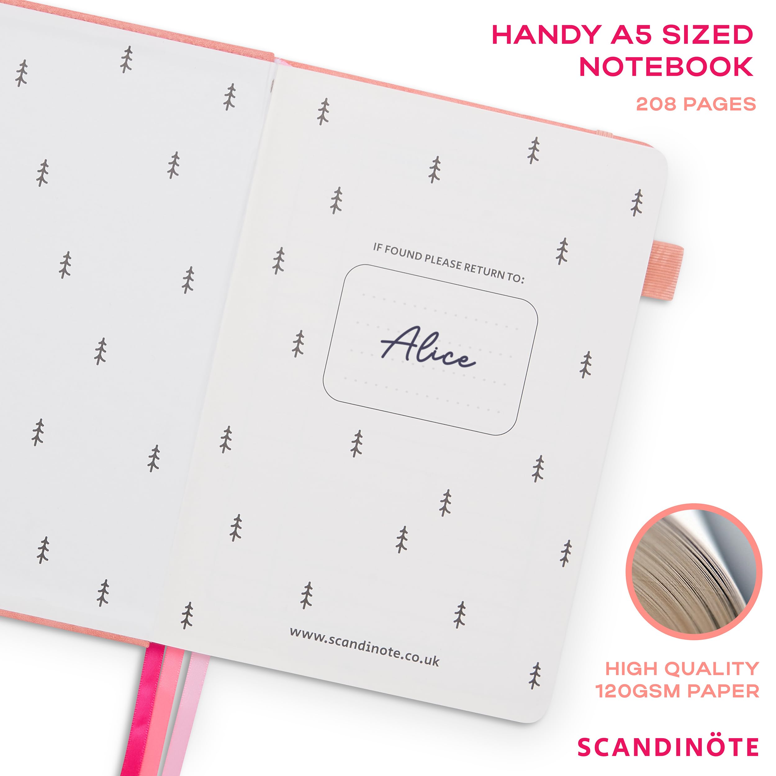 Scandinote A5 Bullet Dotted Journal – Pink, 208 Pages, 120gs Paper, Vegan Leather Cover, 3 - View #7