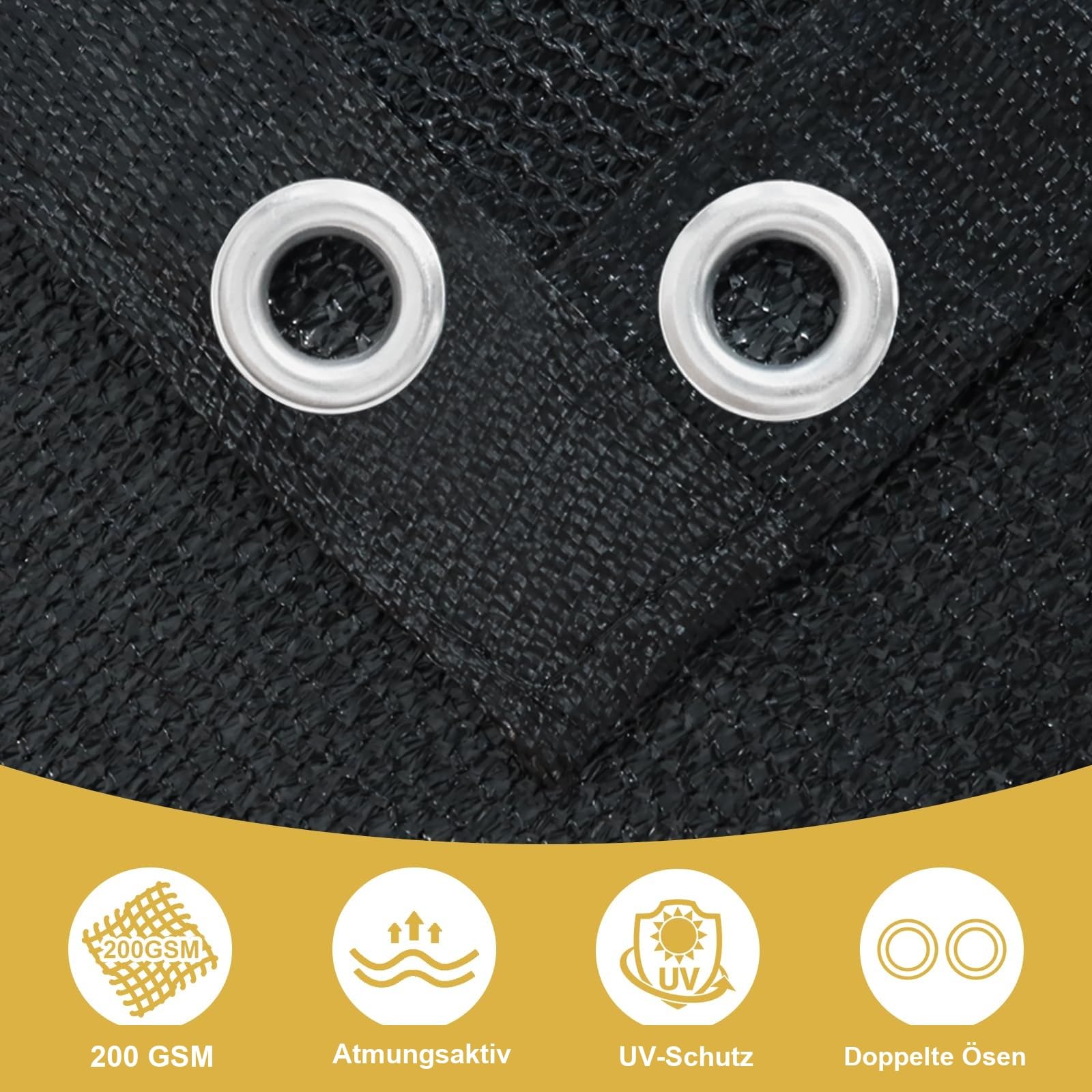 Shade&Beyond Filet d'Ombrage 3x5m HDPE 160g/m², Toile Protection Solaire 90% UV avec Œillets Inoxydables, Voile d'Ombrage Renforcé Coupe-Vent pour Jardin, Pergola, Terrasse, Piscine, Serre, Noir