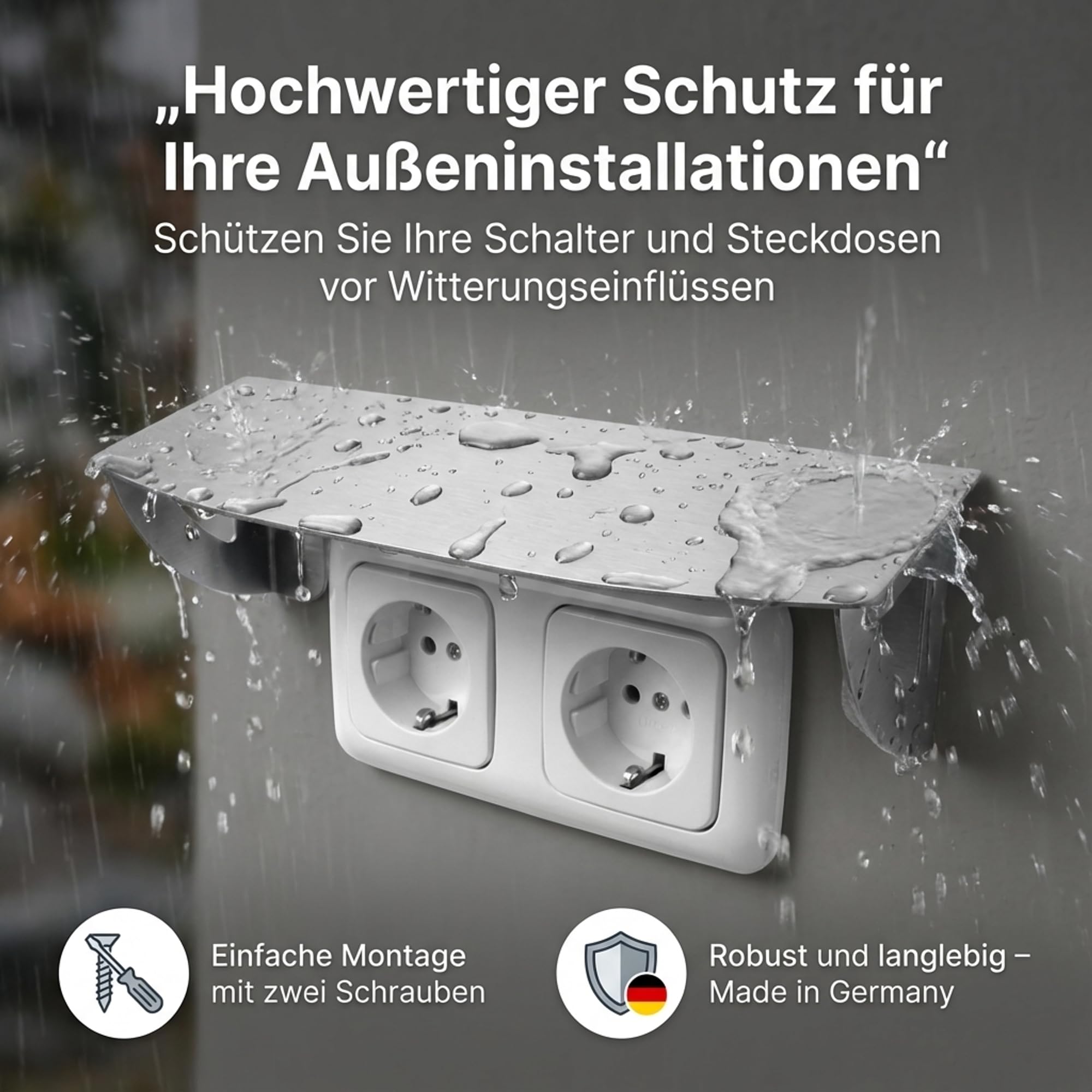 WP-S Schutzdach für Steckdosen und Schalter Spritzschutz Abdeckung Wetterschutz Lichtschalter Gegensprechanlage Türsprechanlage Klingel Außensteckdose … (2-Fach)