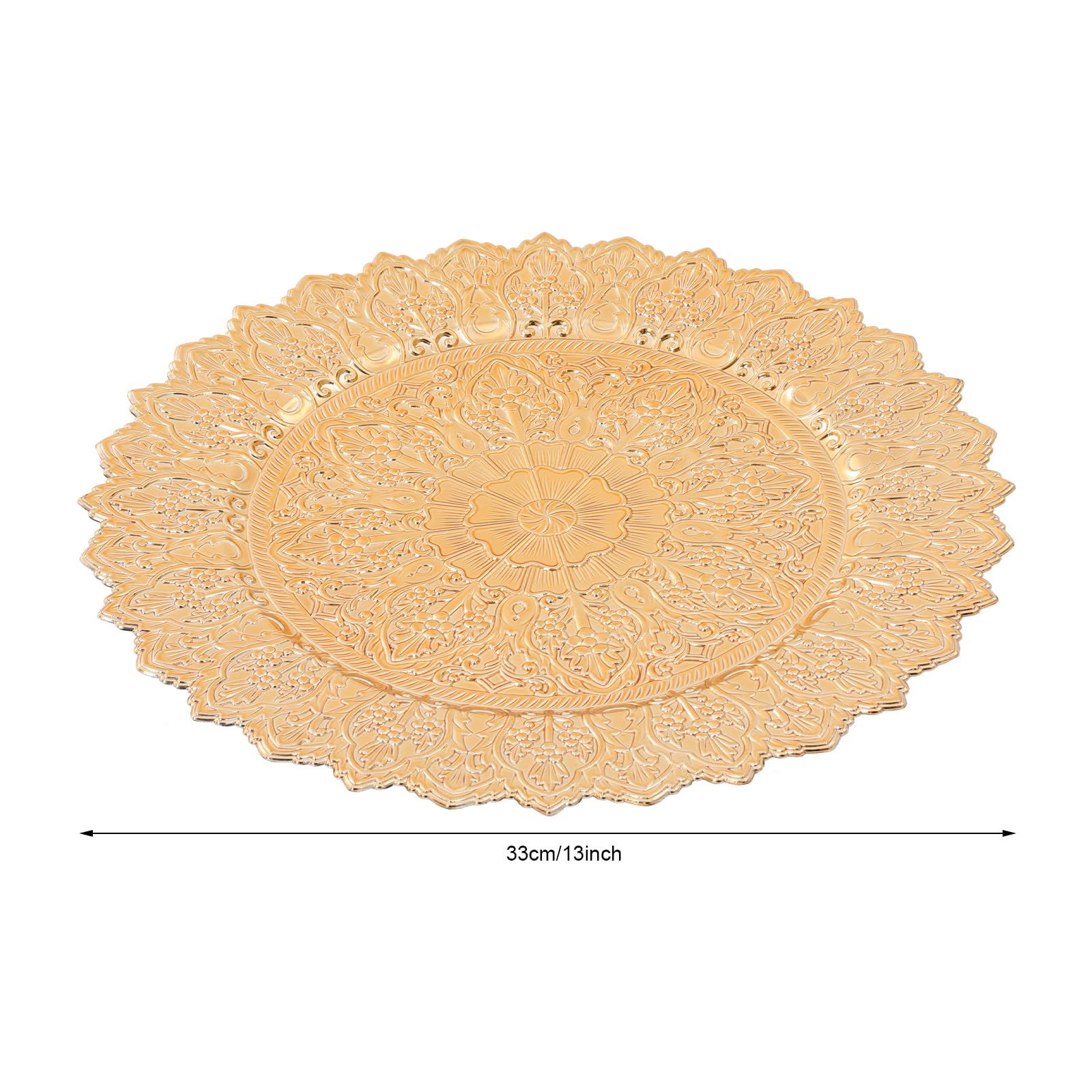 Lot de 50 assiettes de présentation rondes en plastique de 33 cm pour fêtes, mariages, banquets, restaurants (dorés)