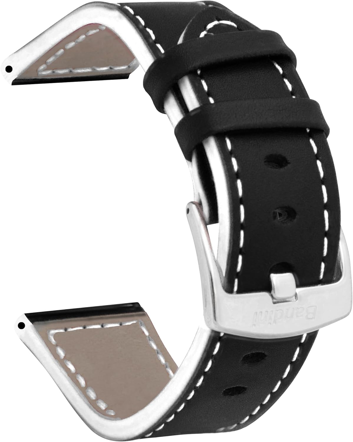 Bandini Mens Aviator Pilot Leather Watch Band - Racing Strap - Leather Watch Band for Men - 18mm, 20mm, 22mm, 24mm, 26mm - 11 Colors - (Many sizes also come in Extra Long XL)