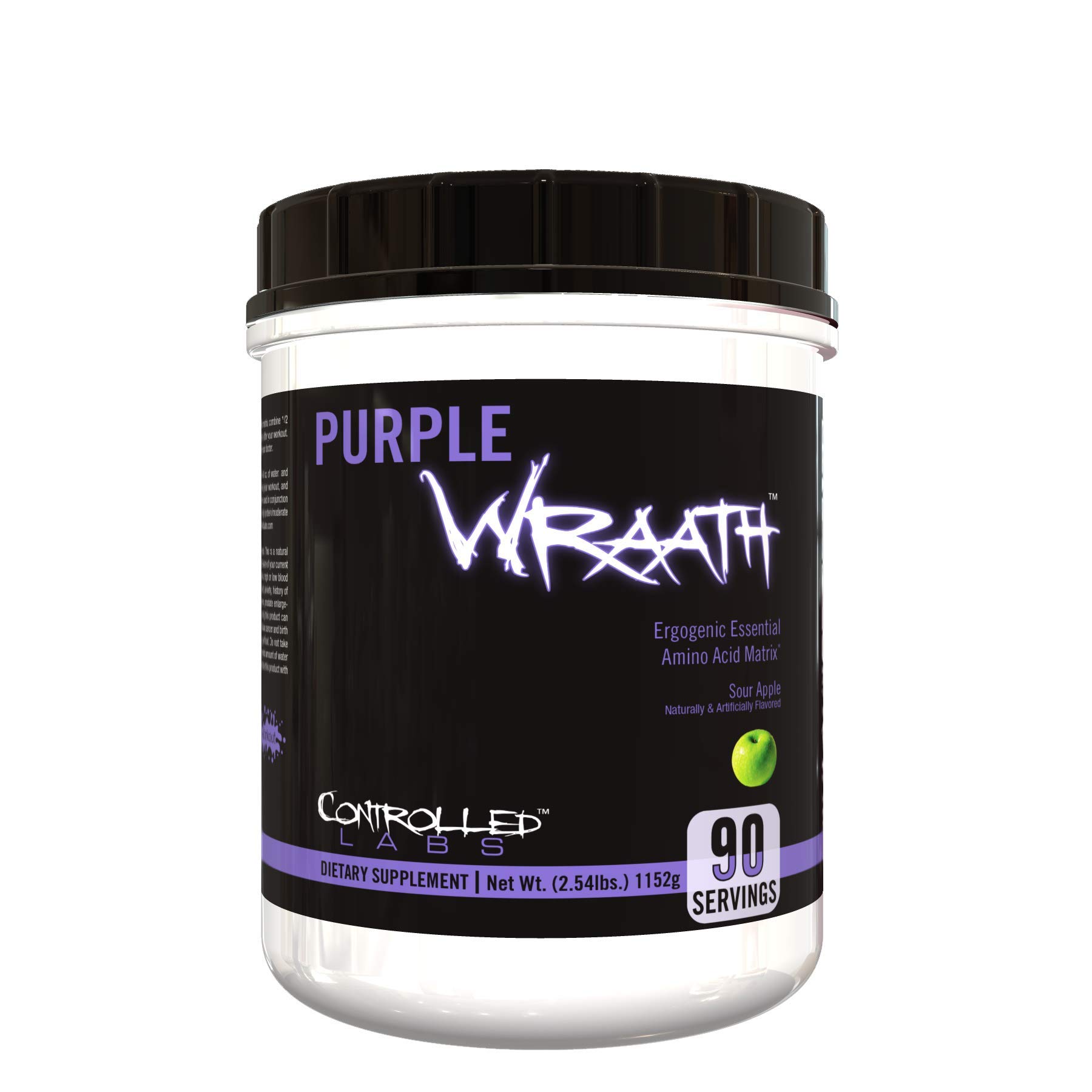 CONTROLLED LABS Purple Wraath, BCAA and EAA Amino Acid Supplement, with Endurance Blend Intra Workout Powder, Optimal Endurance, Focus, and Stamina (Sour Apple, 90 Servings)