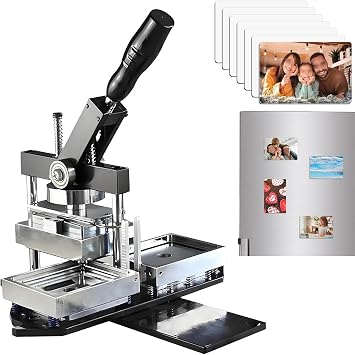 Button Maker Magnet Making Machine,Refrigerator Sticker Machine, Lightweight Badge Press Includes Supplies With Paper Cutter & 100sets Materials, For Photo/Refrigerator Stickers90*65mm/3.5*2.5in