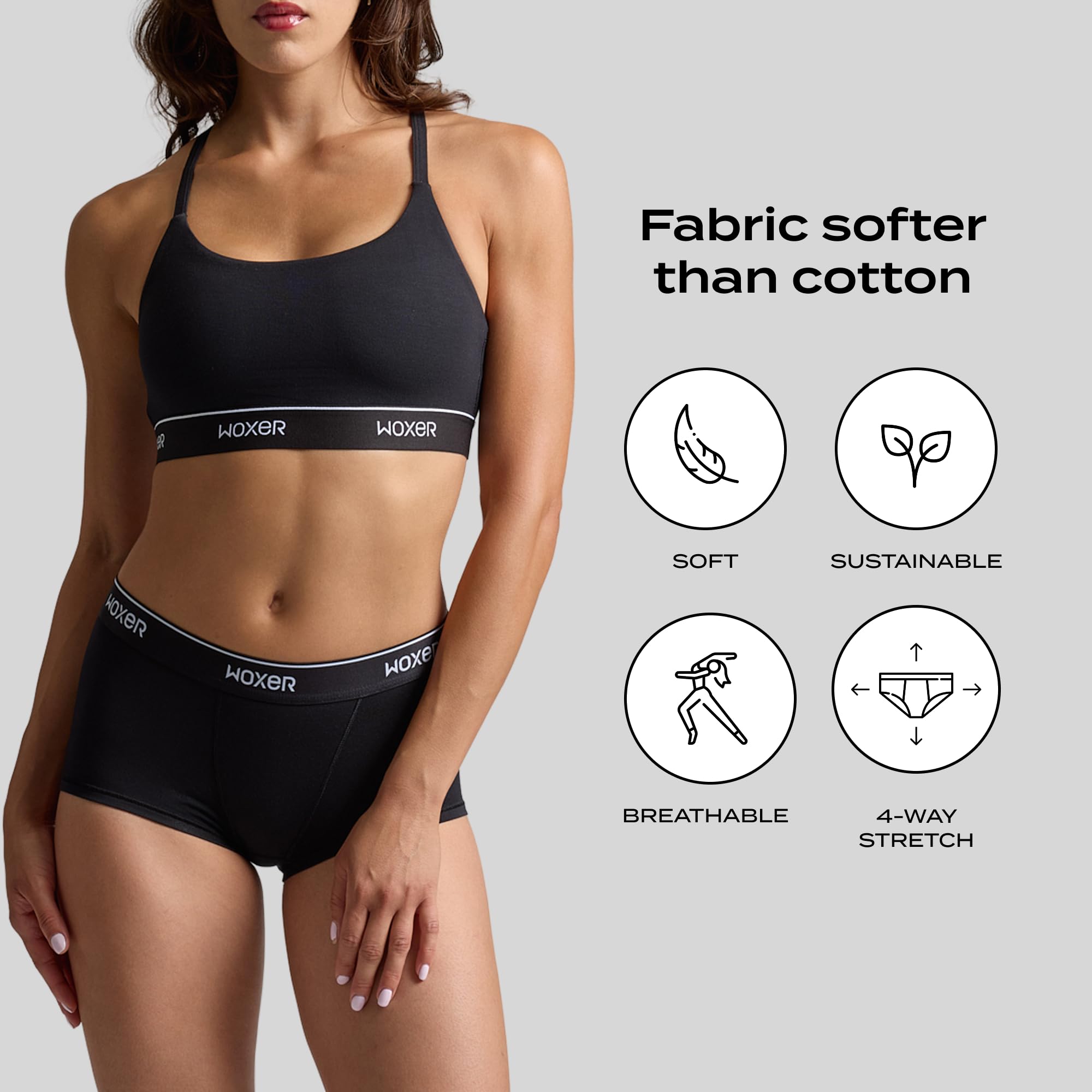 Woxer Womens Boxer Briefs Underwear, Bold Ultra Short Boyshorts Panties Soft Anti-Chafing, No Roll Inseam