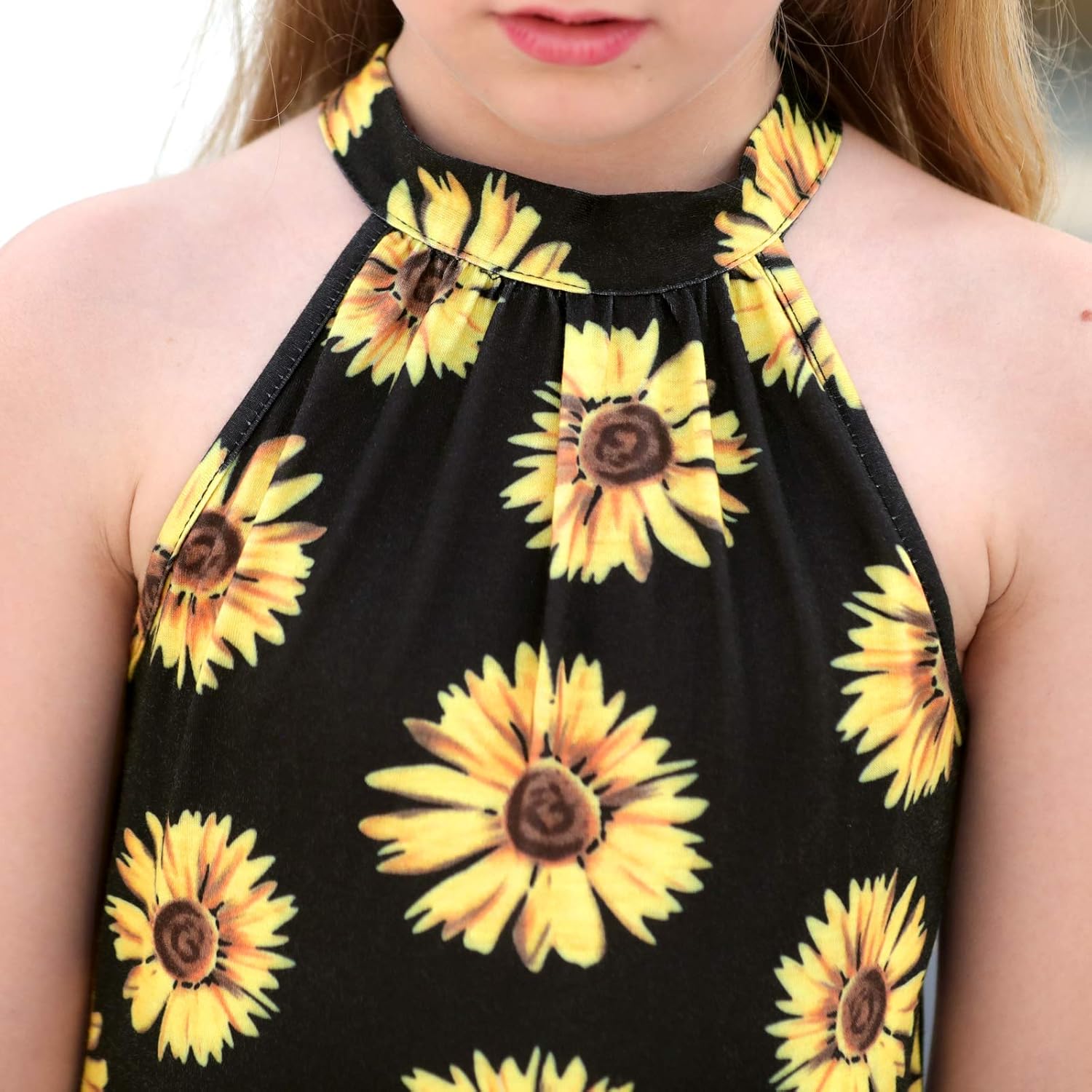 GORLYA Girl's Halter Neck Cold Shoulder Sleeveless Summer Casual Sundress A-line Dress with Pockets for 4-12 Years - Image 5