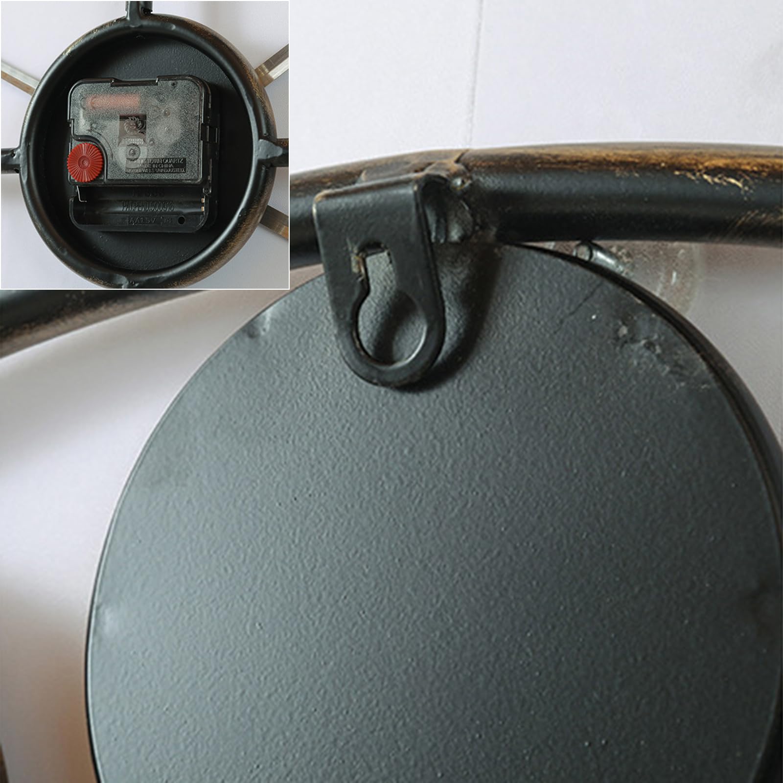 Duży wodoodporny metalowy zegar ścienny, 61 cm, cichy, zasilany bateriami, do wnętrz i na zewnątrz, industrialny styl wiejski do dekoracji wnętrz