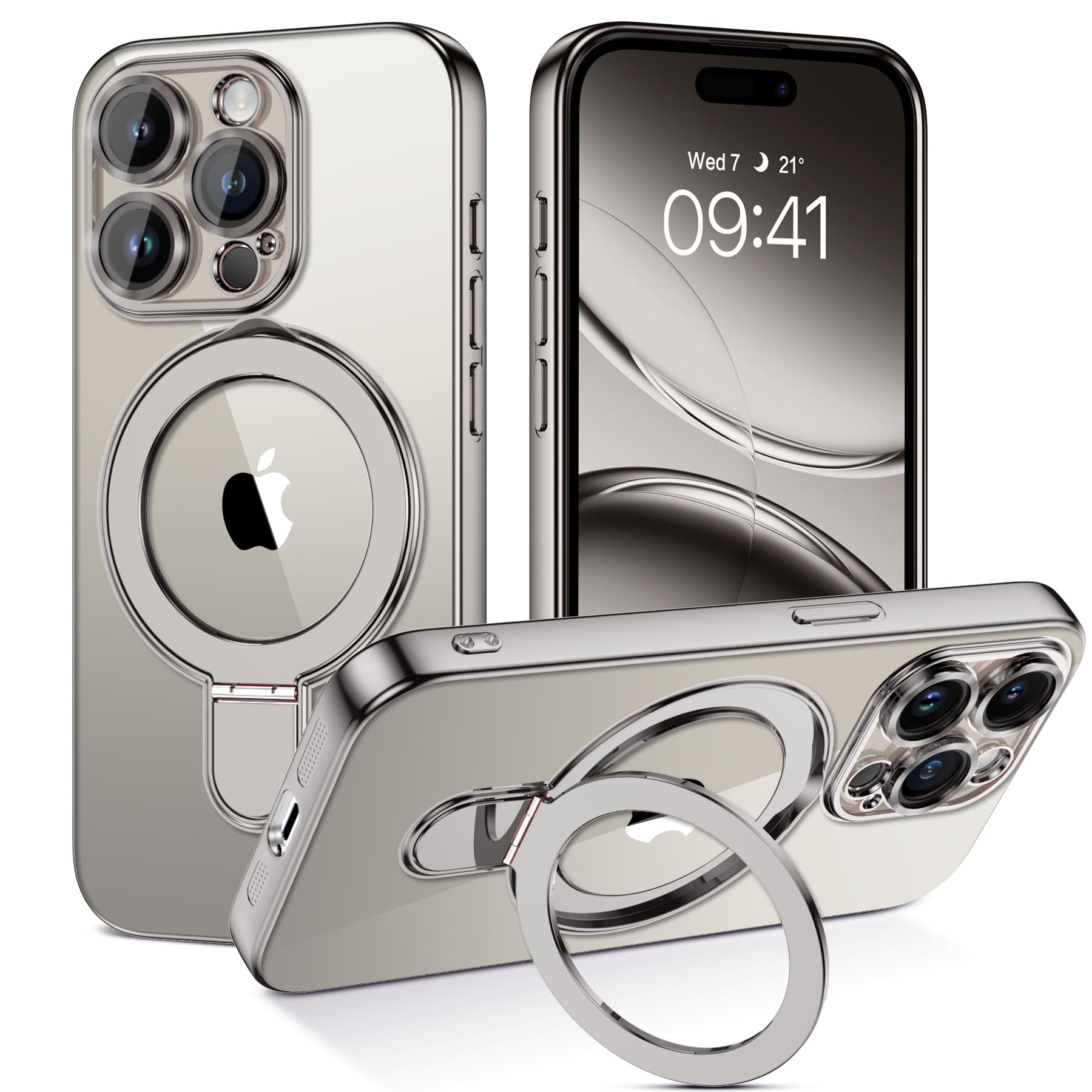 Coque transparente iPhone 15 Pro Max magnétique antichoc avec bague support intégrée dos fin - 8