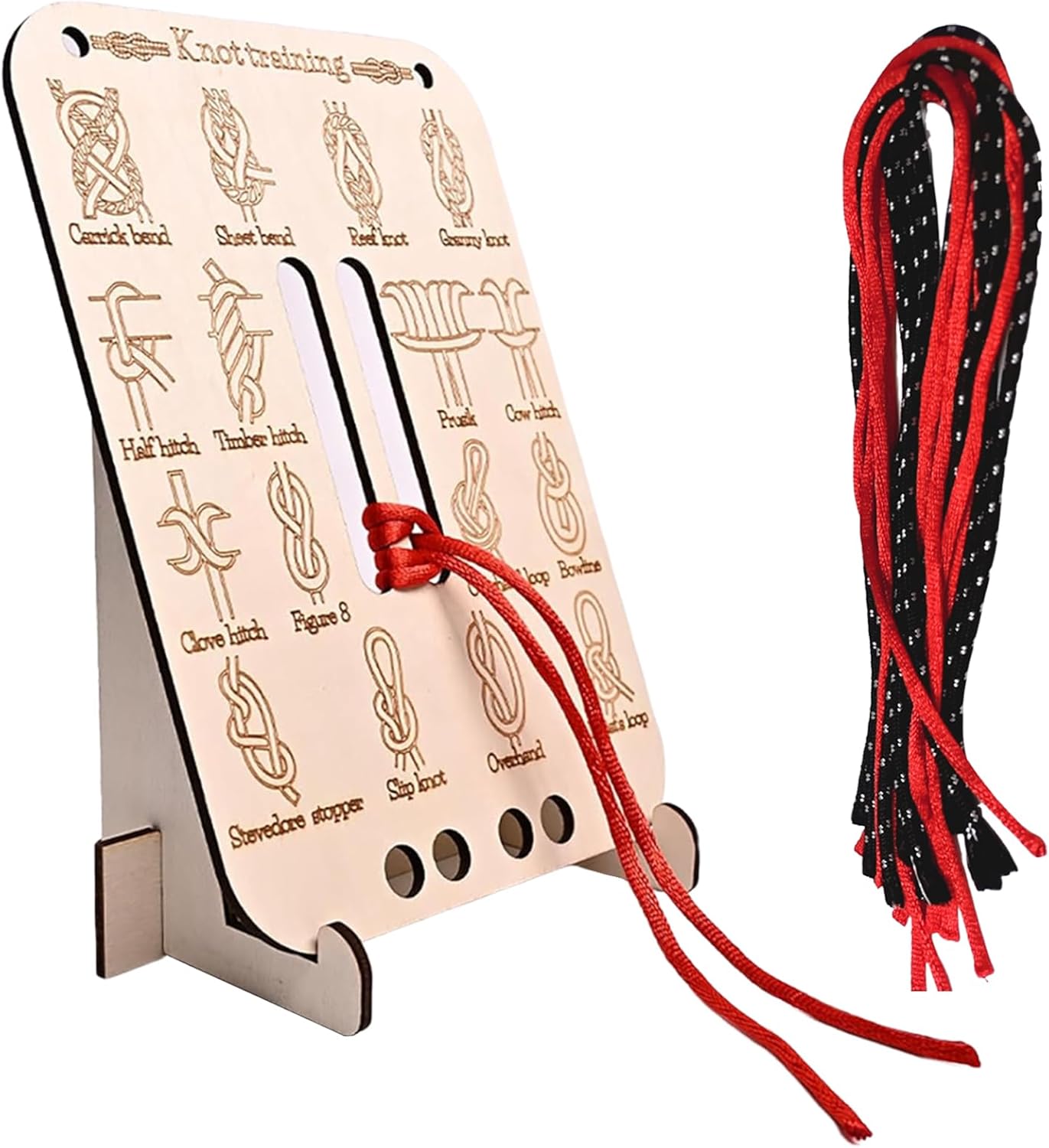 Learn Knot Training Board, Wooden Knot Tying Practice Board Kit with 16 Popular Knots and 10 Nylon Paracord, Outdoor Survival Skills Essentials for Camping Backpacking, Sailors, Kids, Survivalists Learn Knot Training Board, Wooden Knot Tying Practice Board Kit with 16 Popular Knots and 10 Nylon Paracord, Outdoor Survival Skills Essentials for Camping Backpacking, Sailors, Kids, Survivalists