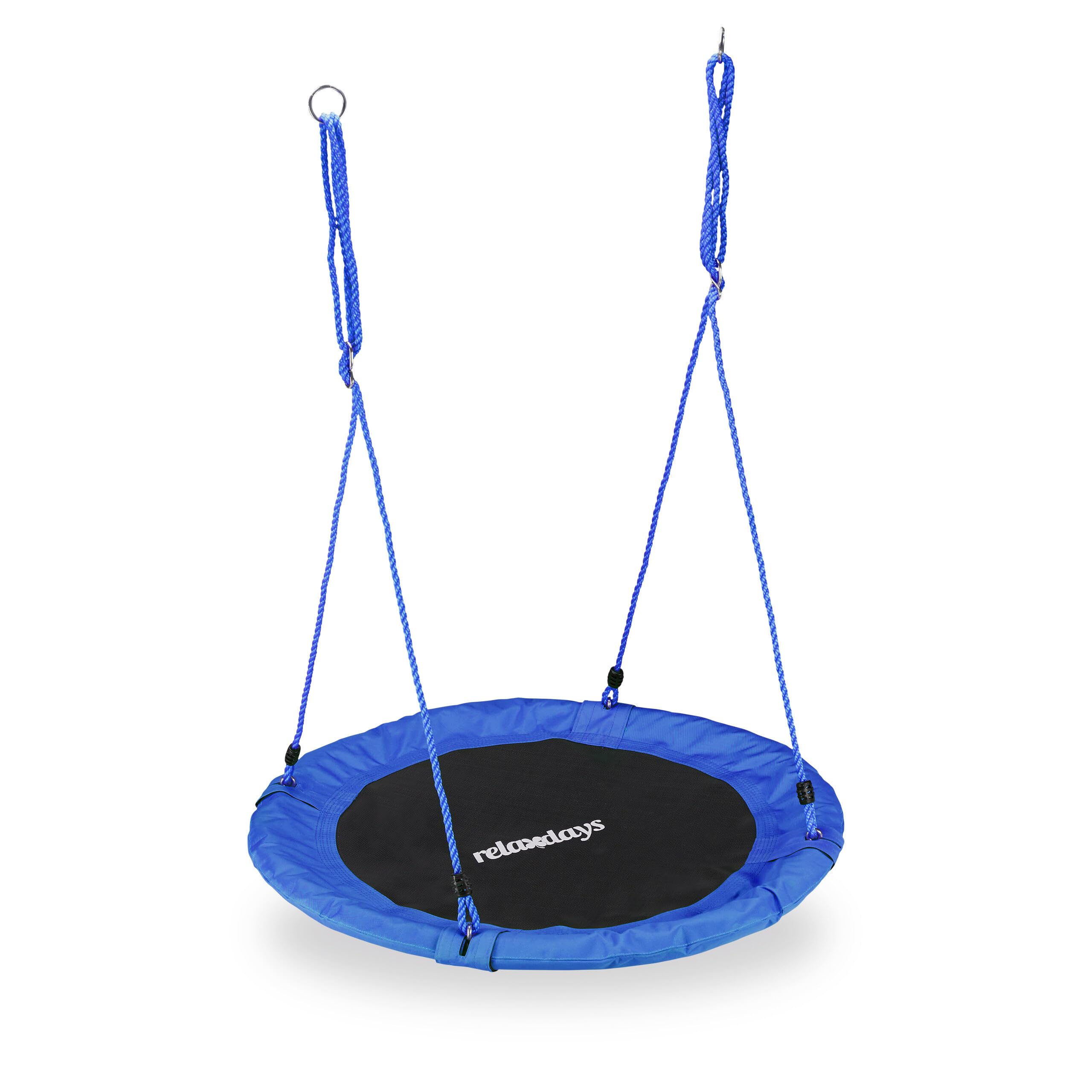 Relaxdays Columpio Jardín Nido Altura Ajustable, azul, Ø90 cm, para niños y adultos hasta 100 kg