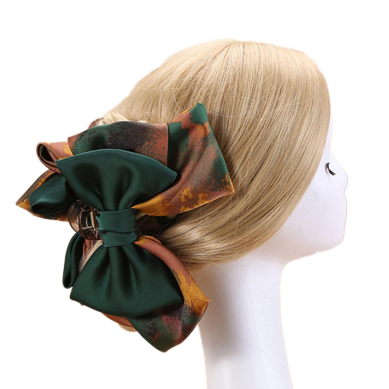 Fermagli per capelli con fiocco grande Clip for coda di cavallo con clip for capelli femminile a forma squalo retrò per donne ragazze(verde)
