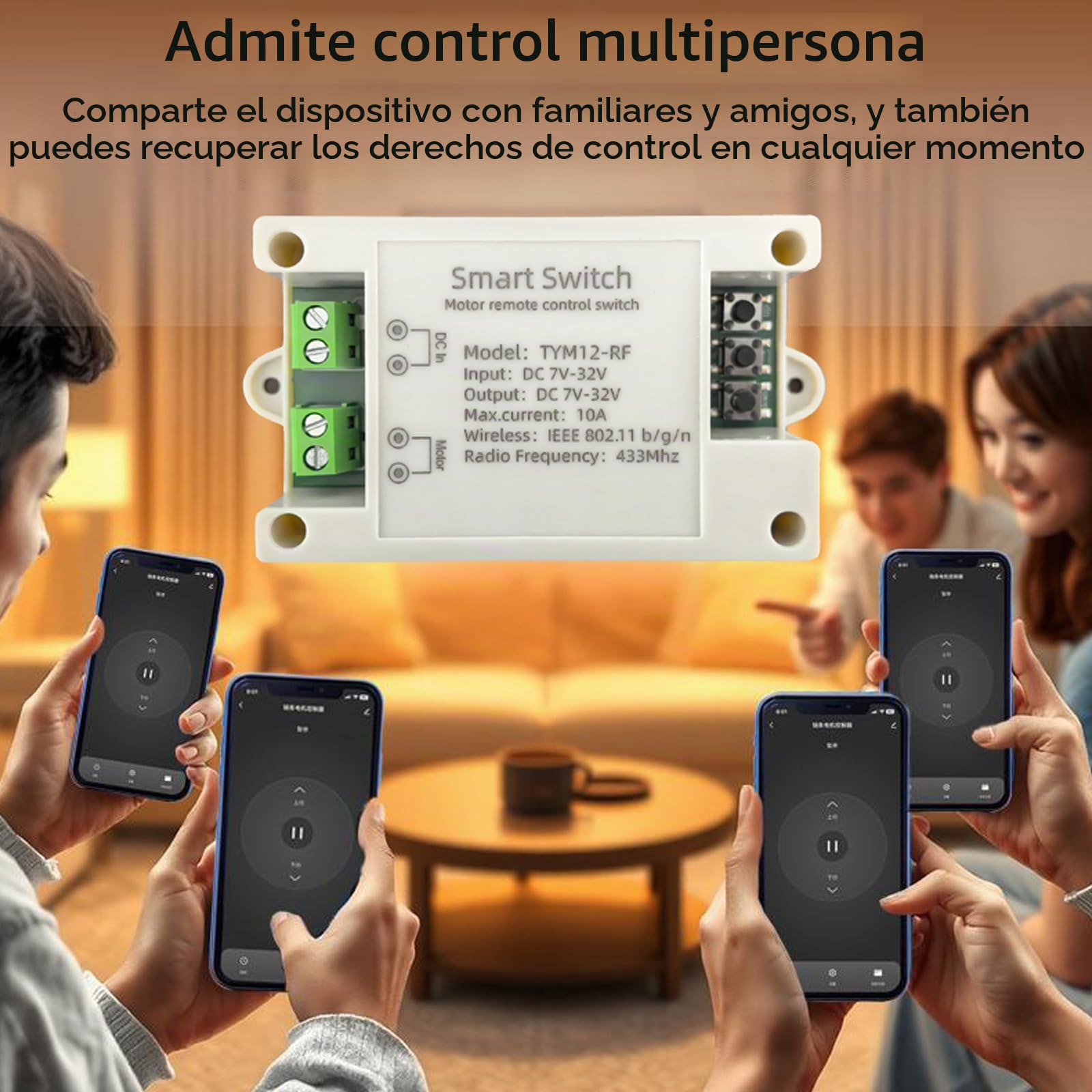 Controlador de motor de CC inalámbrico inteligente de avance y retroceso, adecuado para el control remoto de la Tuya Smart App actuador lineal de DC 7 V a 32 V y válvula solenoide