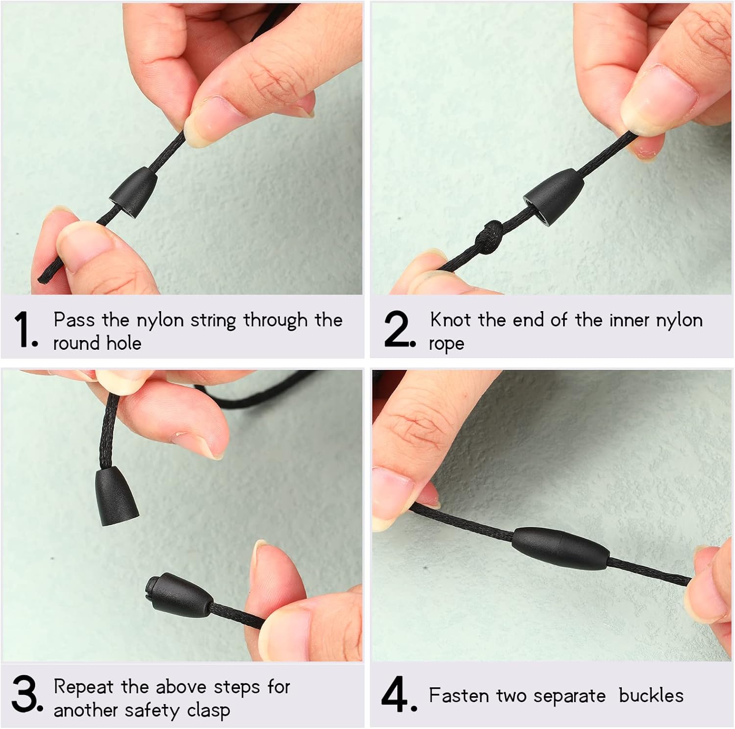 30 Sets Replacement Necklace Cords with Breakaway Clasps DIY Nylon Lanyard Necklace Cord and Plastic Clasp Buckle Breakaway Safety for Pendant(Black) - Image 4