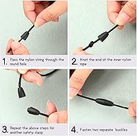 Vista 4 de 30 juegos de cables de repuesto para collar con cierres separables, cordón de collar para bricolaje, cordón de nailon y hebilla de plástico con Negro