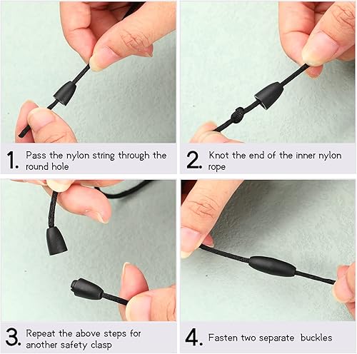 Miniatura 10 de 30 juegos de cables de repuesto para collar con cierres separables, cordón de collar para bricolaje, cordón de nailon y hebilla de plástico con