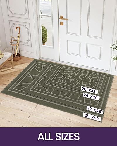 Miniatura 2 de DEXI - Tapete para puerta delantera interior y exterior, diseño de perfil bajo, lavable y antideslizante, tapetes de interiores y exteriores para la