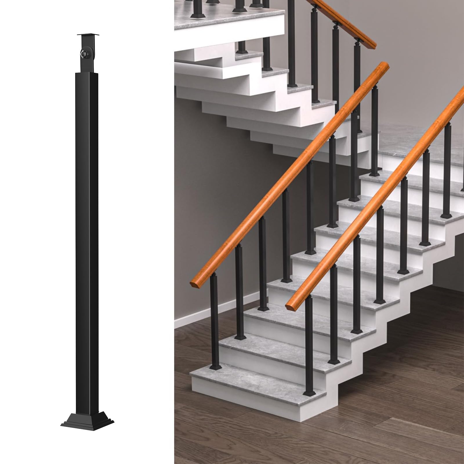 Balustre noir résistant en fer forgé 100 cm pour escalier extérieur