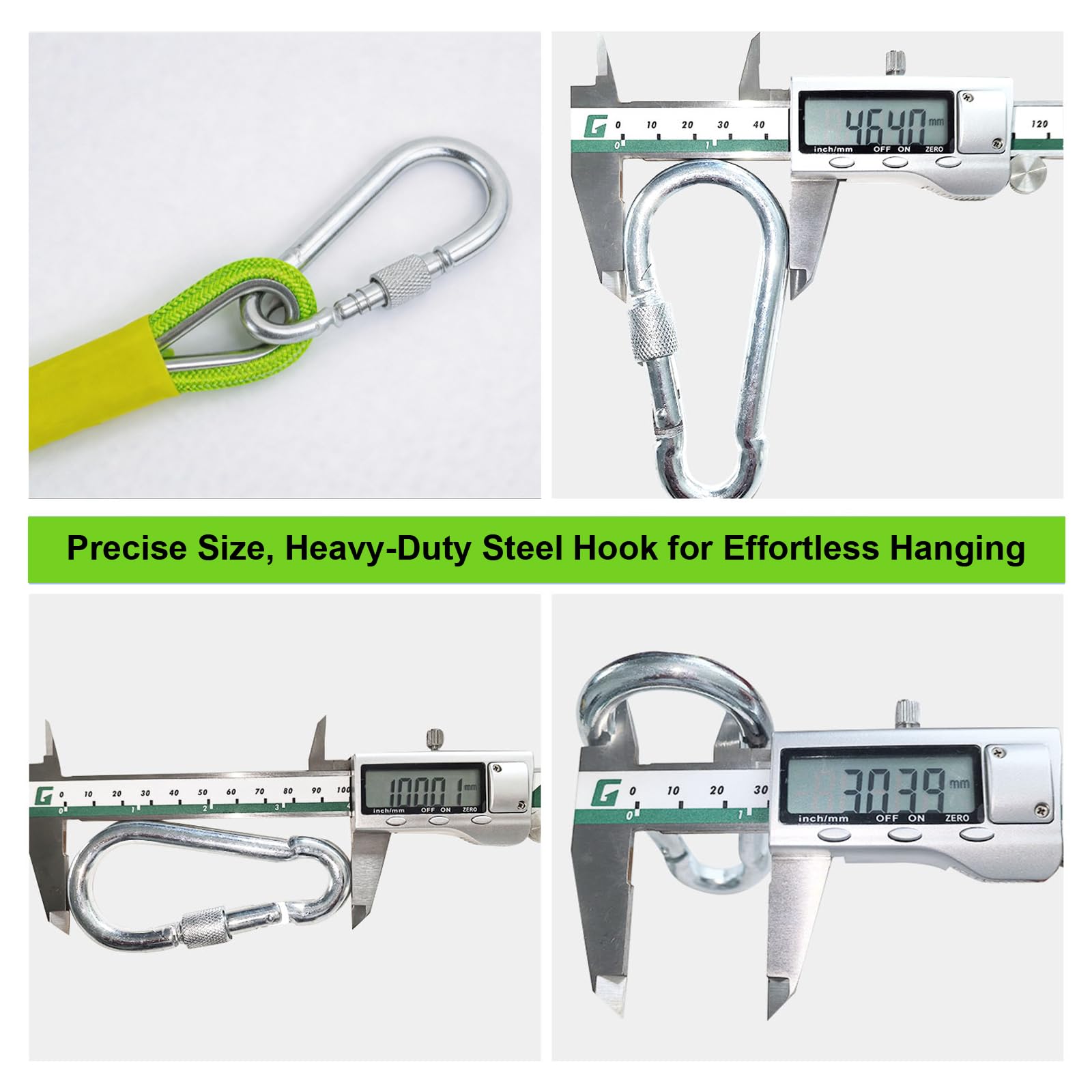 100m Statisches Kletterseil 8mm mit 2 Karabiner, UIAA | Hochfestes Nylon , Abriebfest, UV-beständig, Fluoreszenzgrün, Für Klettern, Rettungseinsätze und Outdoor-Aktivitäten