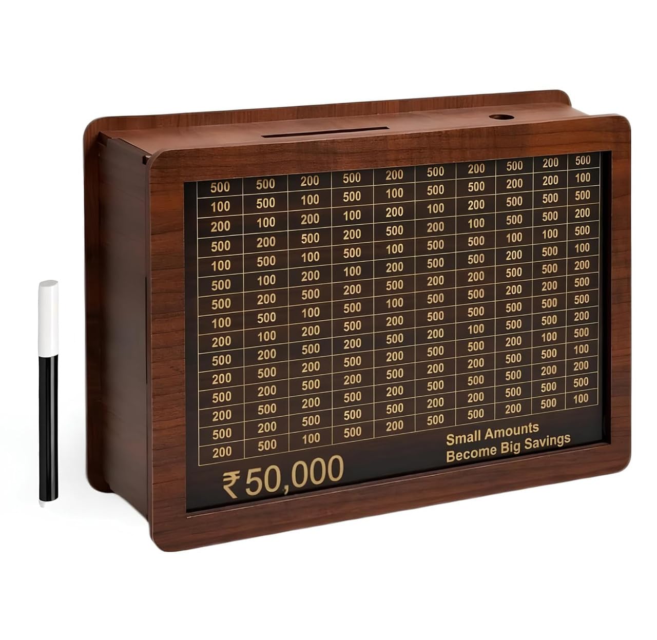ACJ Wooden Money Saving Box, Brown Finish, Daily Savings Tracker, Educational Piggy Bank for Home Art & Craft_51_Money_Bank_50000-picture-43
