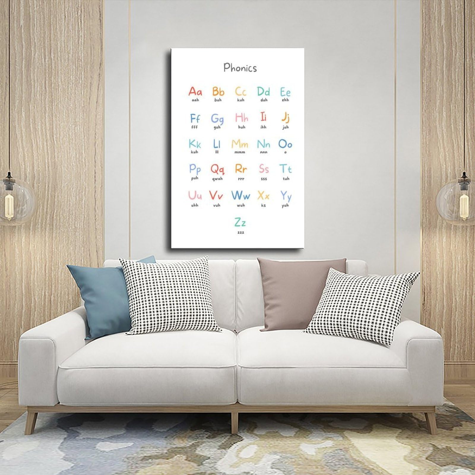 Tableau orthographique ABC Alphabet - Décoration éducative et éducative pour chambre d'enfant - Décoration de chambre à coucher, bureau, chambre à coucher, cadeau - 40,6 x 61 cm (L x l)