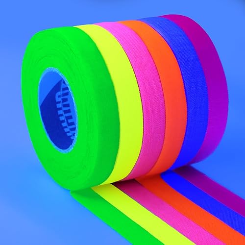 Miniatura 7 de Cinta Gaffer de Tela Fluorescente Reactiva a la Luz Negra UV/Neón, Cinta de Marcación Súper Brillante para Suministros de Fiestas Brillantes, 2/5