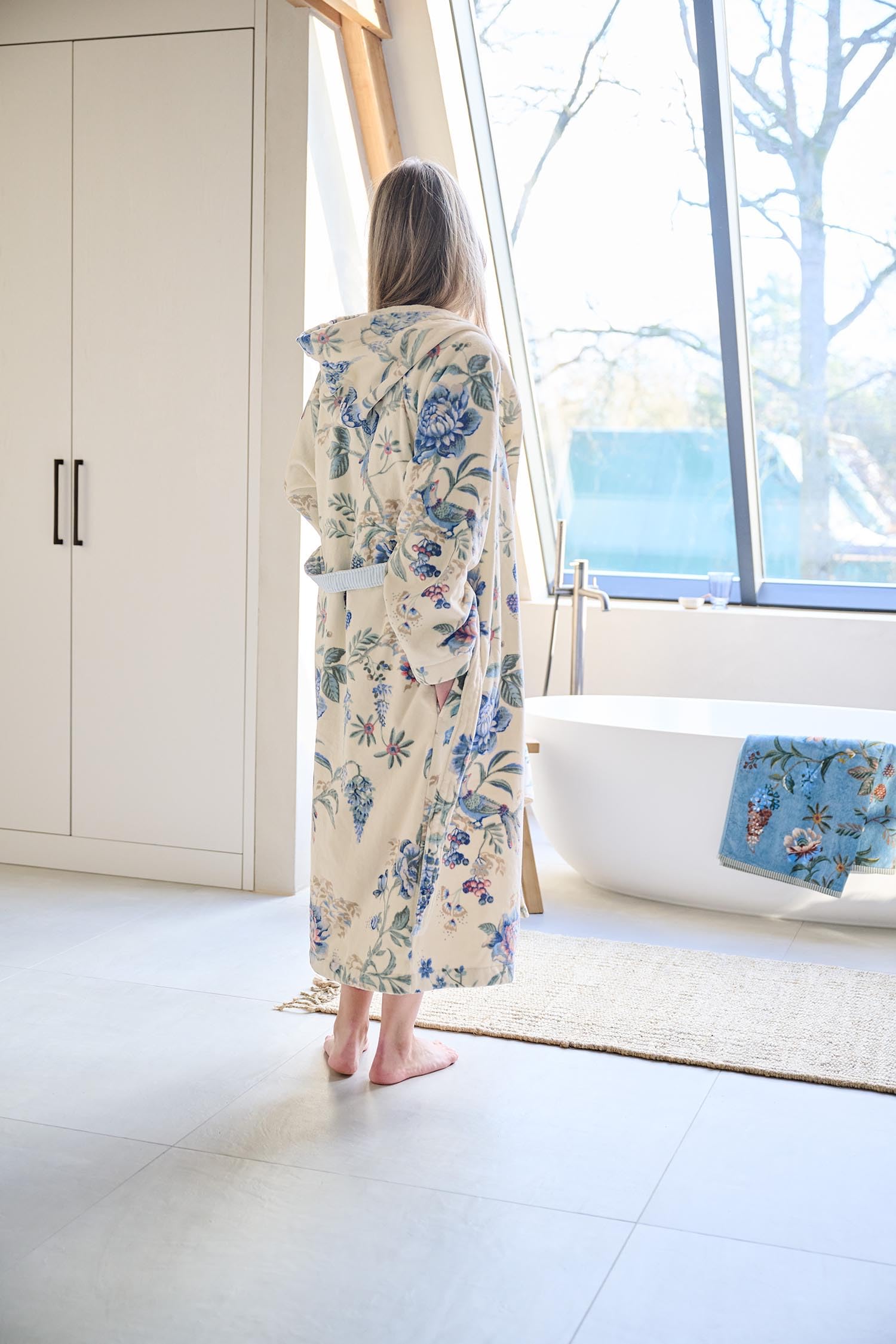 Pip Studio Bademantel Secret Garden Weiß/Blau M