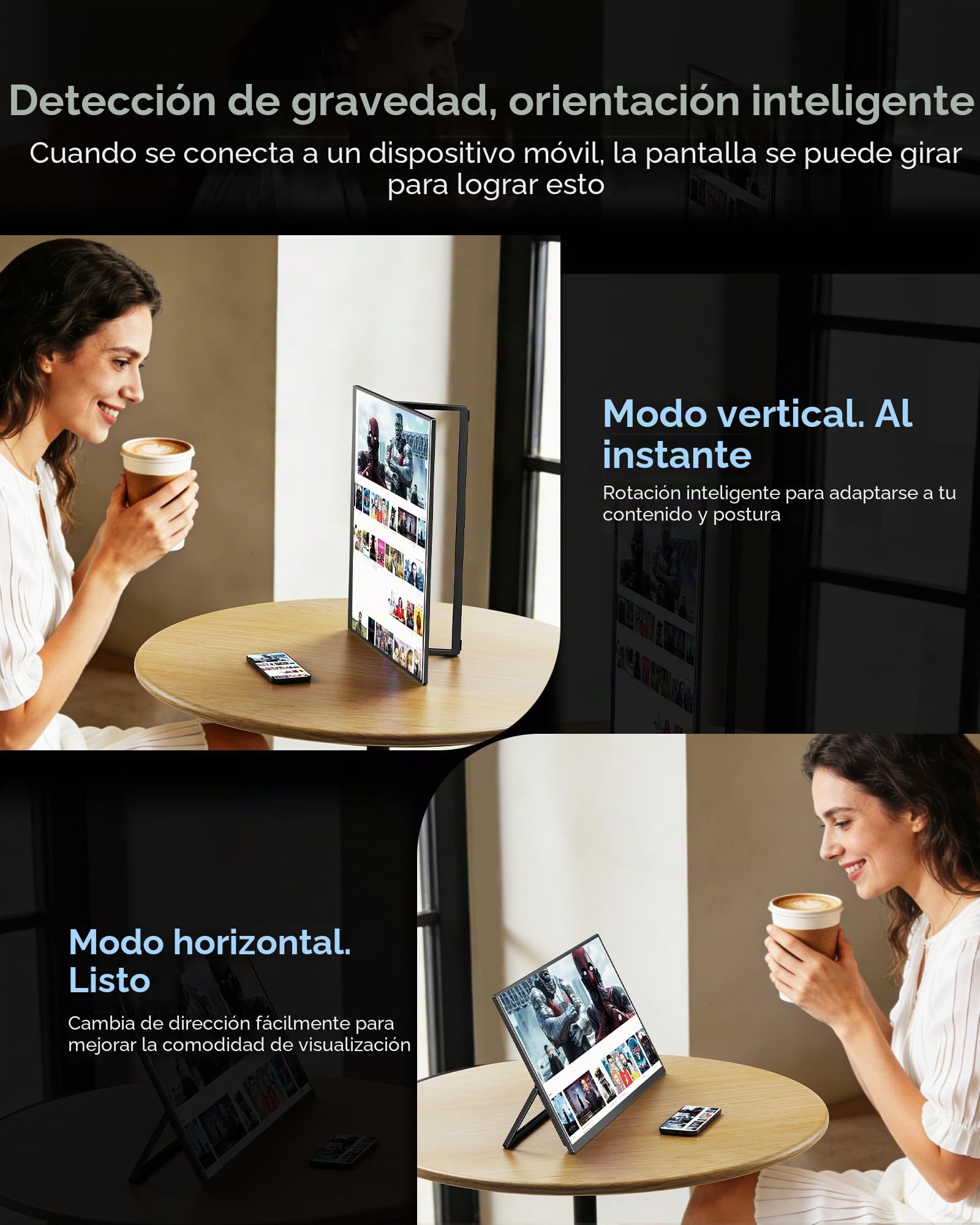 Newsoul Monitor Portátil Inalámbrico con Batería 8000 mAh,15.6" Pantalla Portatil 1080P IPS 125% sRGB, Pantalla Móvil Externa con Mini HDMI/USB-C para Laptop/PC/Phone, Soporte AirPlay/Miracast