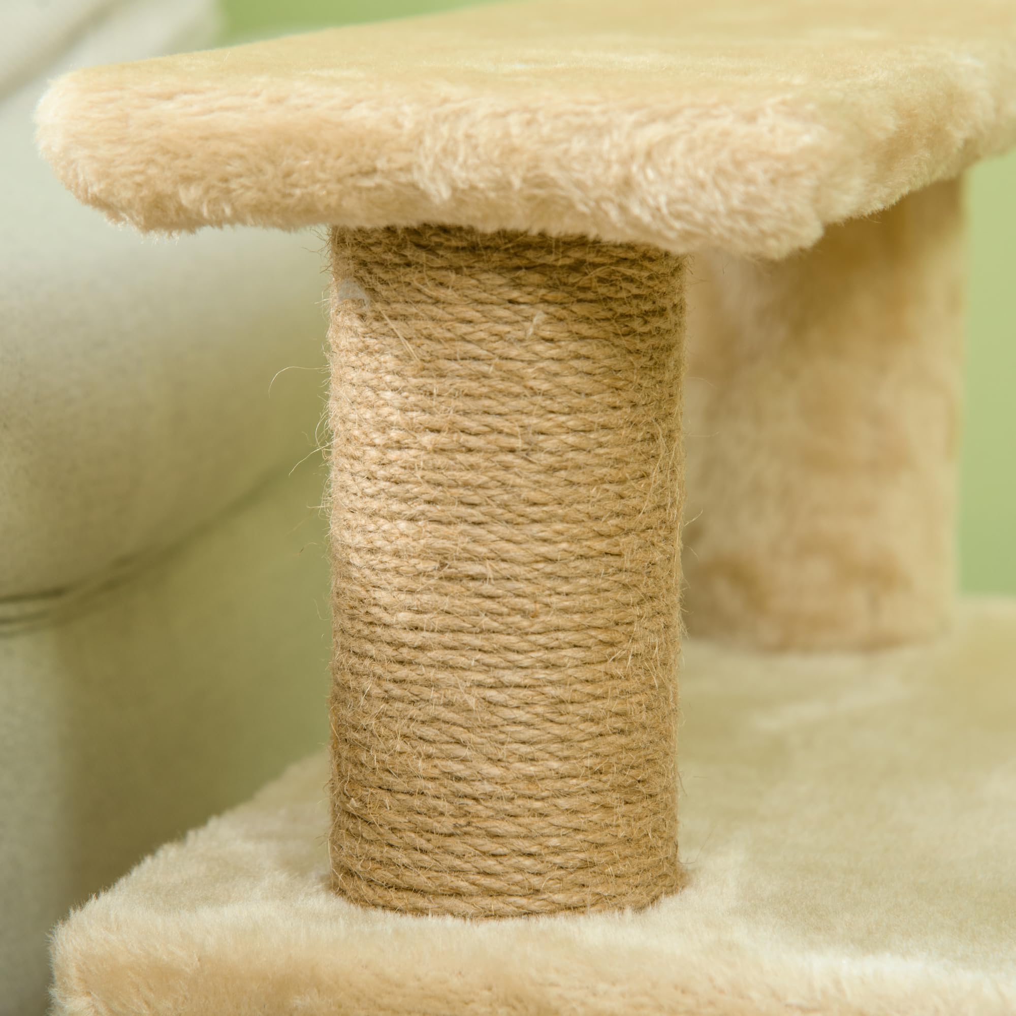 PawHut Hundetreppe 3/4 Stufen 66 cm Hoch Haustiertreppe mit Schlafhöhle, Rampe, Sipielball, Katzentreppe für mittelgroße Katze Hunderampe Einstiegshilfe für Bett, Sofa, Couch, Beige
