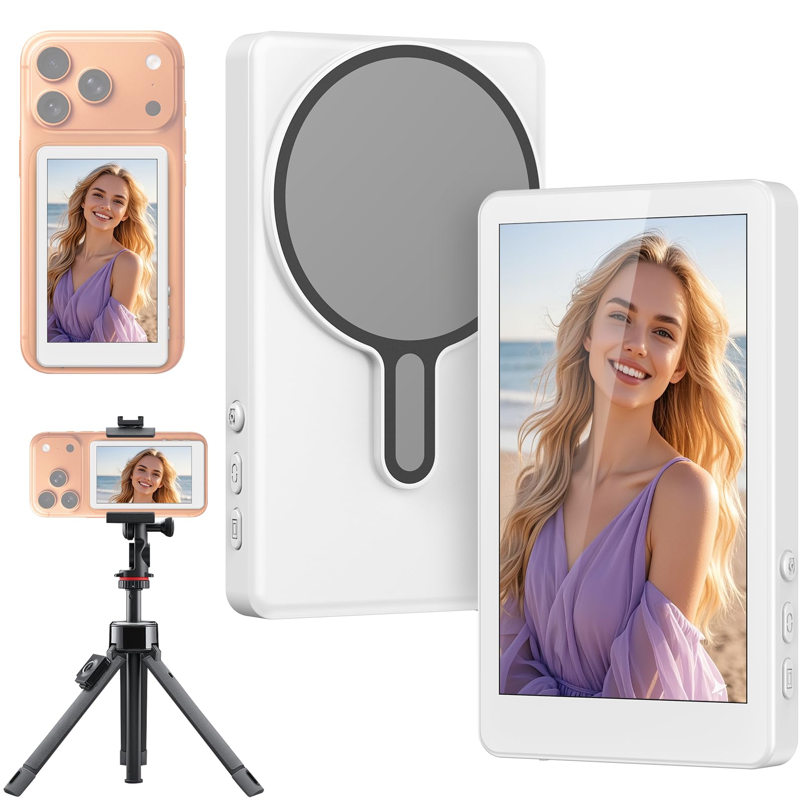 Photo 1 of Selfie Monitor Screen Phone- Magnetic Phone Vlog Back Camera Selfie Monitor - 4k 30fps Display can Wirelessly Connect to Mobile Phones - Selfie Screen Compatible with iPhone & Android