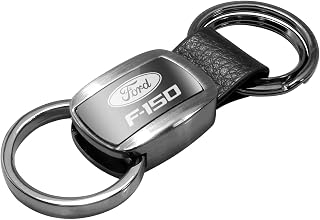 Metal with Genuine Leather Accent Key Chain for Ford F-150 (Gunmetal)