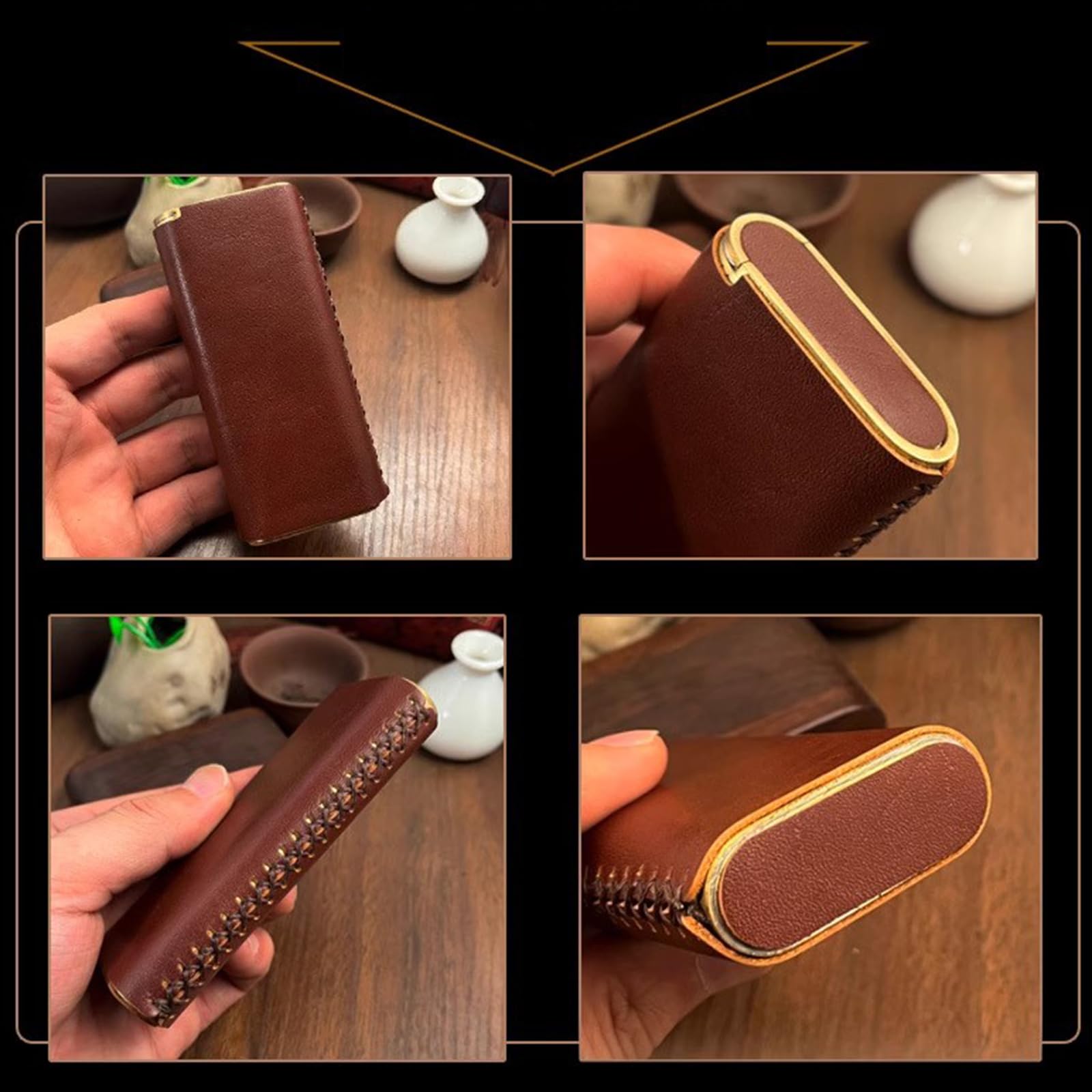 Portasigarette Uomo Donna, Portasigarette in Pelle, Portasigarette Slim per 20 SigaretteLight Brown,One Size