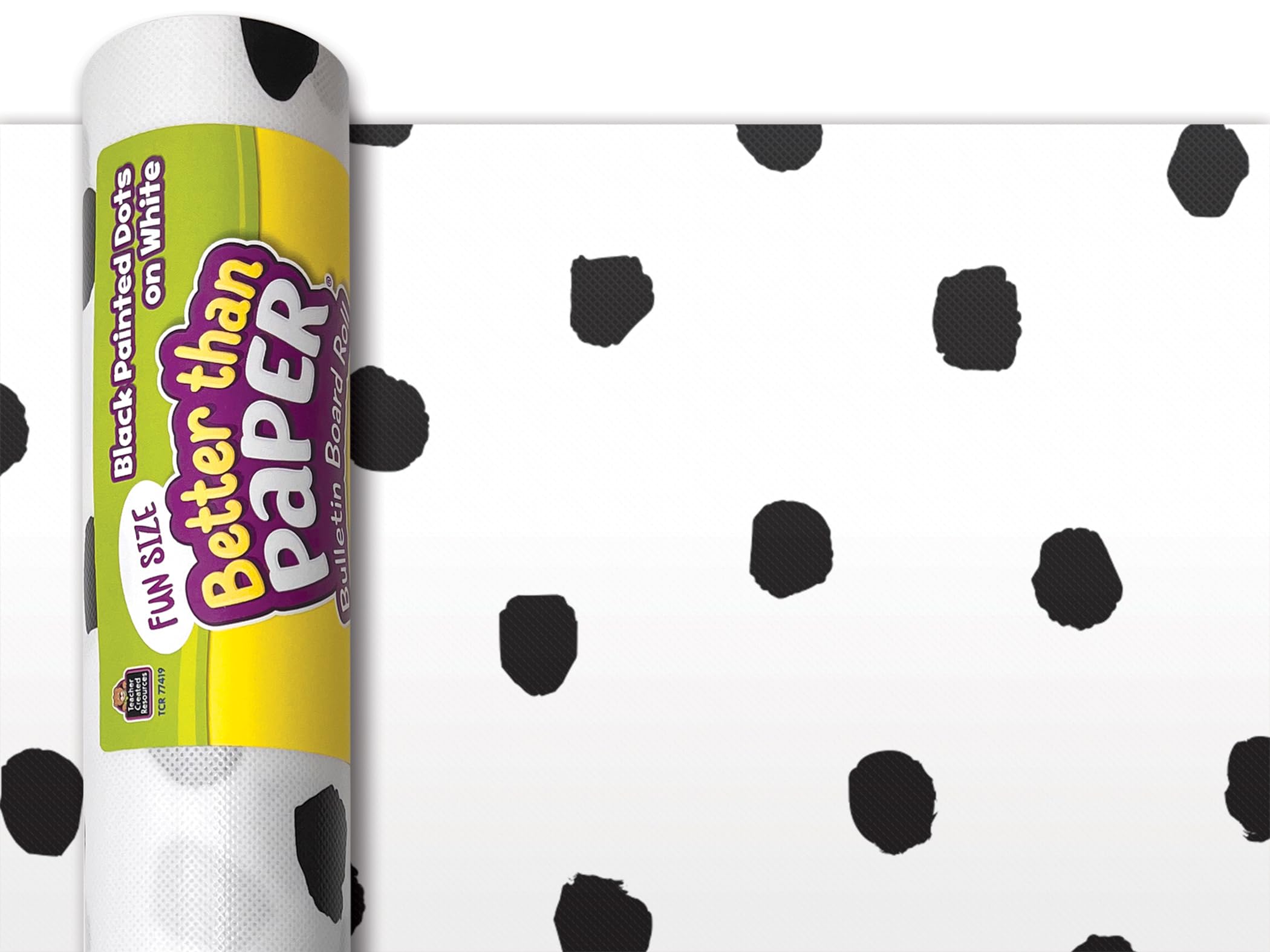 Photo 1 of Teacher Created Resources Fun Size Black Painted Dots on White Better Than Paper Bulletin Board Roll Large