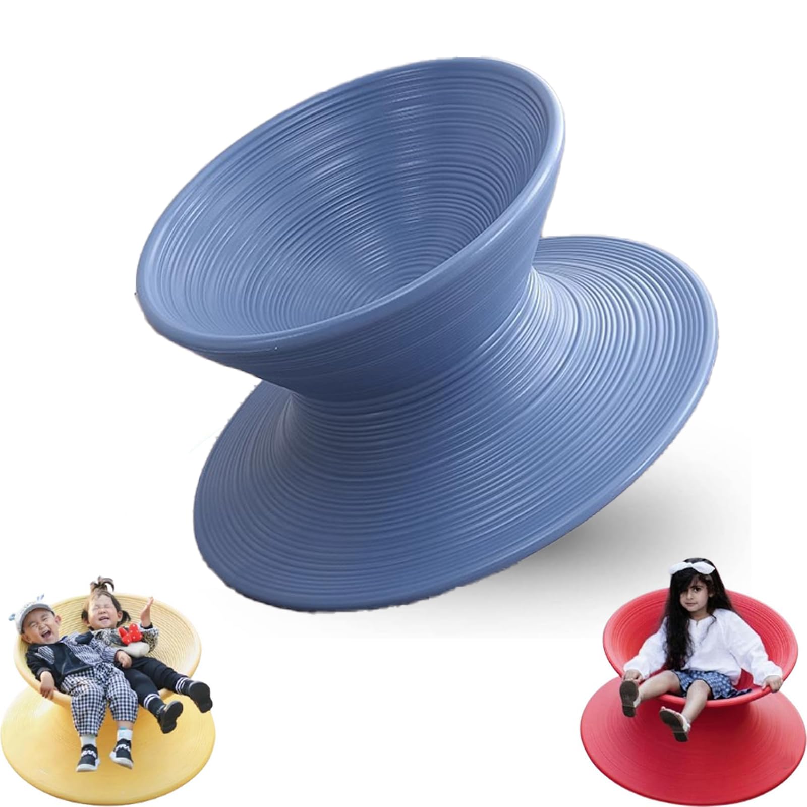 One-Piece Molded Gyro Swivel Chair, 360° Spinner Seat Recliner, Sensory Spinning Seat, Ergonomic Swivel Seat for Kids, Indoor Outdoor Sensory Equipment (Misty Blue, 25inx17in)