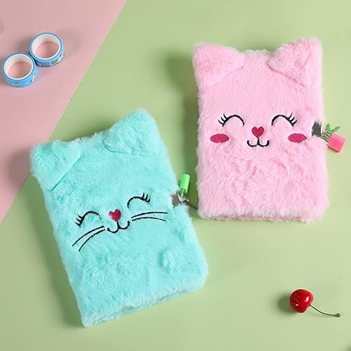 Miniatura 2 de Lindo cuaderno de felpa de animales y gatos, cuaderno de escritura de tapa dura, cuaderno de regalo para niños, niñas, mujeres y estudiantes (forro