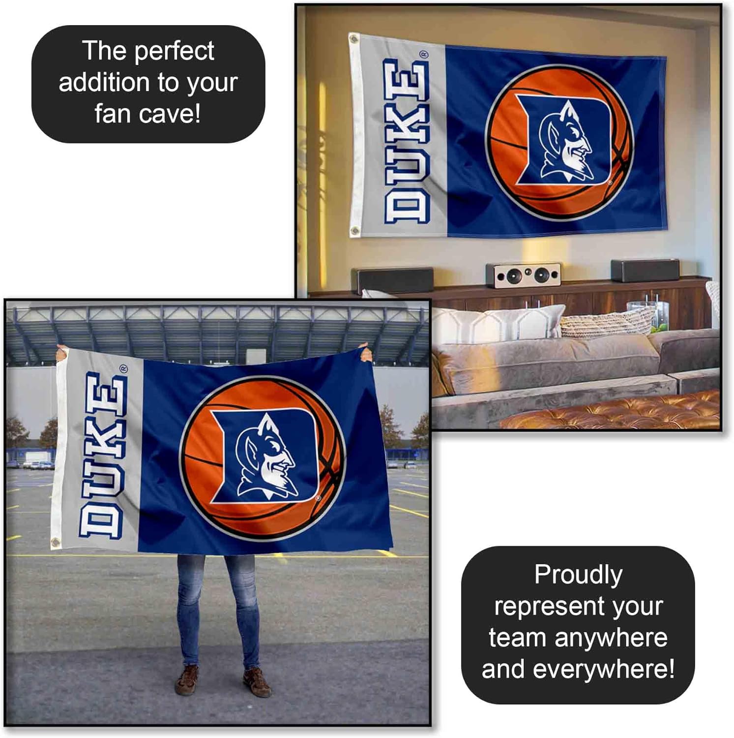 Duke Blue Devils Basketball Logo Large Grommet Banner Flag - Image 5