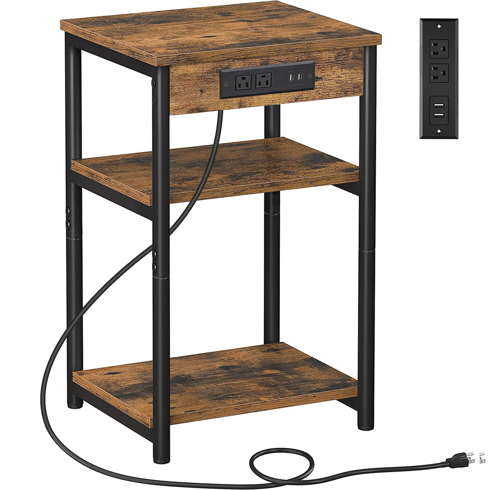 Buy TUTOTAK End Table with Charging Station, Side Table with USB Ports