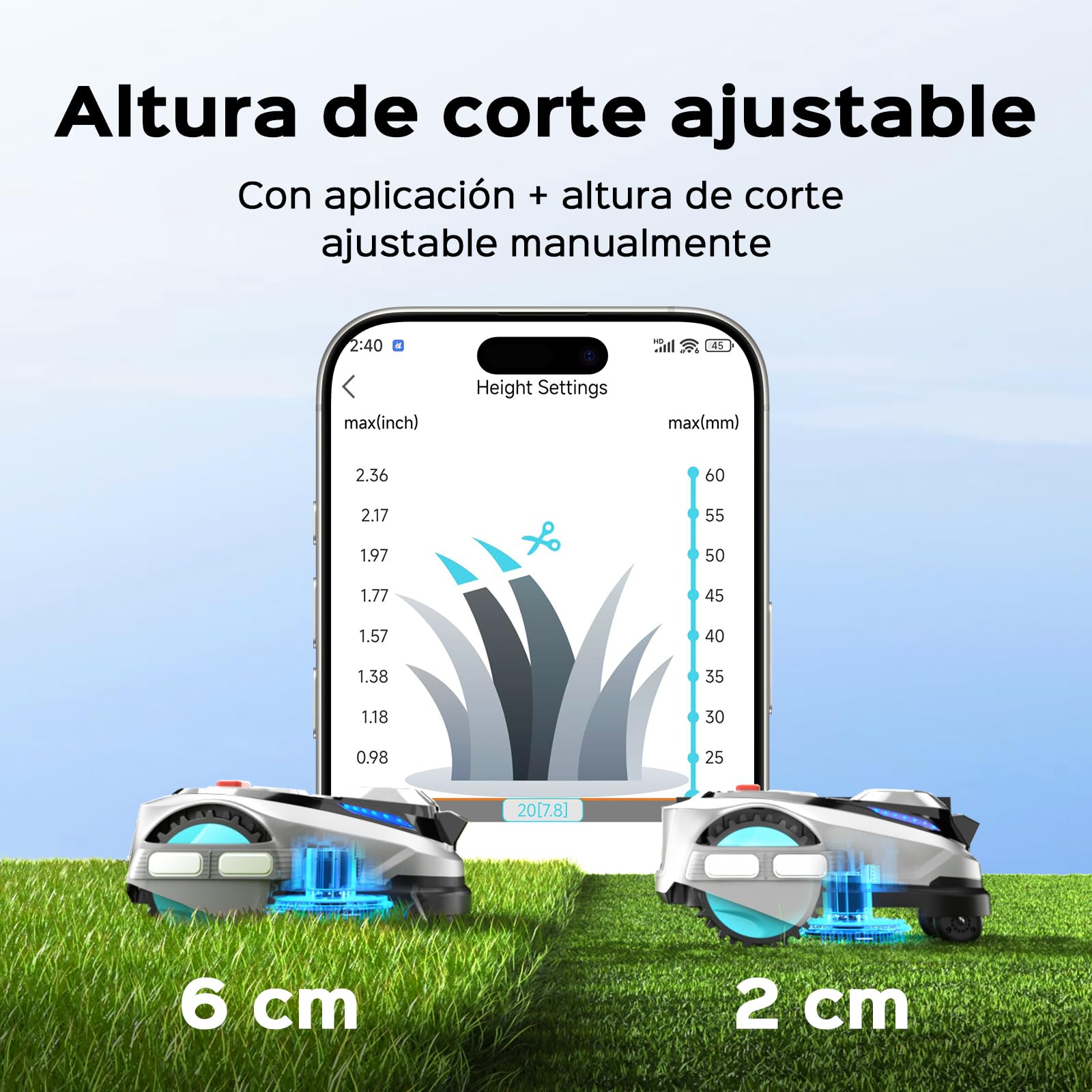 YARDCARE N1600PRO Robot Cortacésped sin Cable Perimetral, hasta 1600 m², Navegación RTK con Reconocimiento 3D del Entorno, Detección de más de 300 Obstáculos, Control por App, Carga Automática