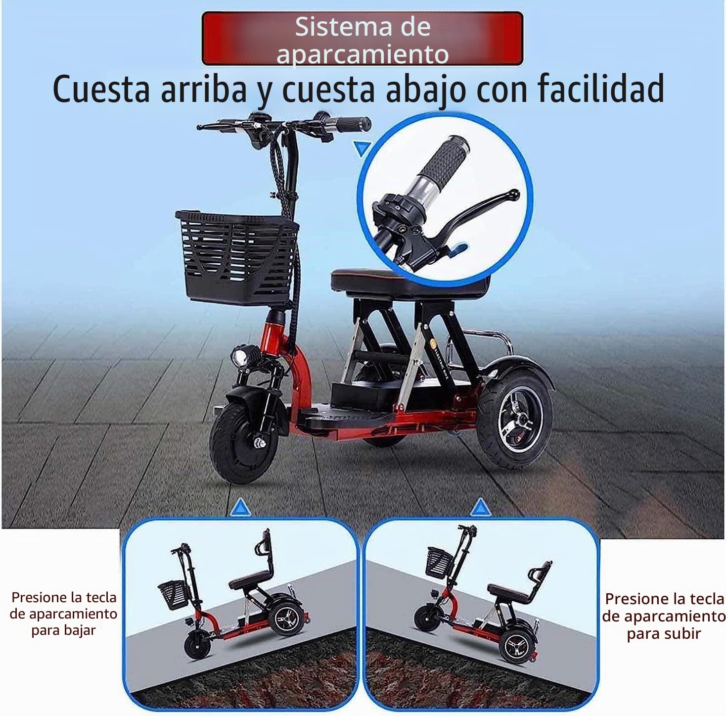 Scooter De Movilidad De Viaje Ligero con Cargador Y Cesta, Scooters De Movilidad De Viaje De 3 Ruedas, Sillas De Ruedas Eléctricas, Scooters Motorizados para Personas Mayores